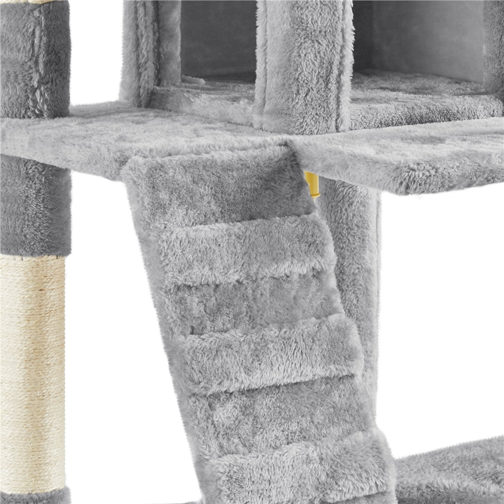 Yaheetech 72'' Height Multi Level Cat Tree with 2 Cozy Condos & Scratching Post,Light Gray