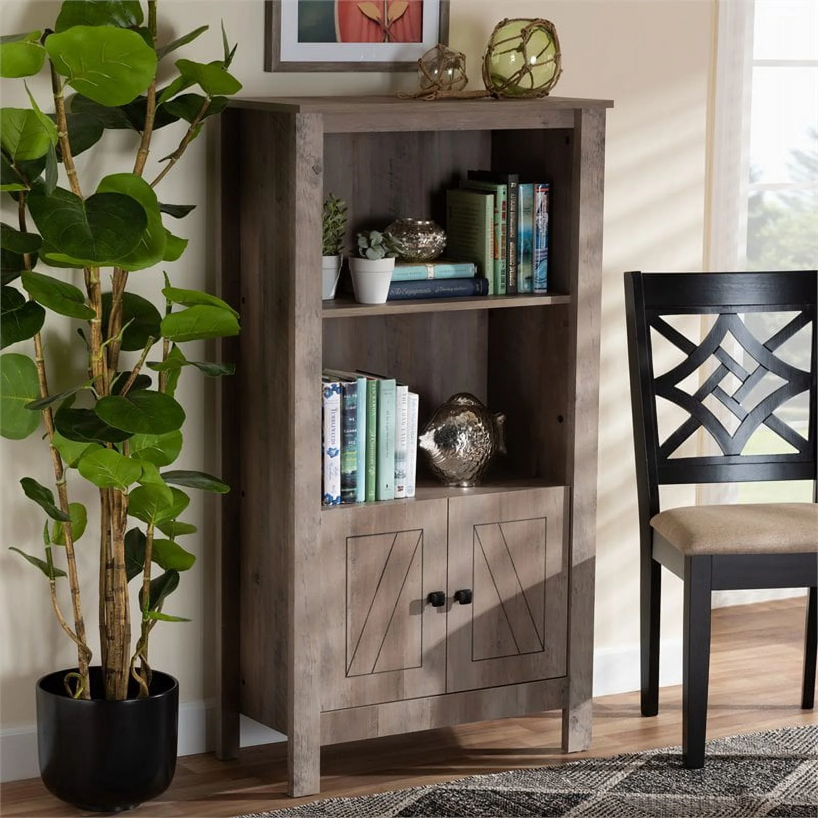 Bowery Hill Modern Natural Oak Finished Wood 3-Tier Bookcase