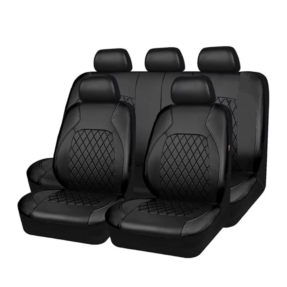 moobody 9 Pieces Car Seat Cover Cushion Set, PU Leather Universal Interior Accessories for Car SUV Vehicle