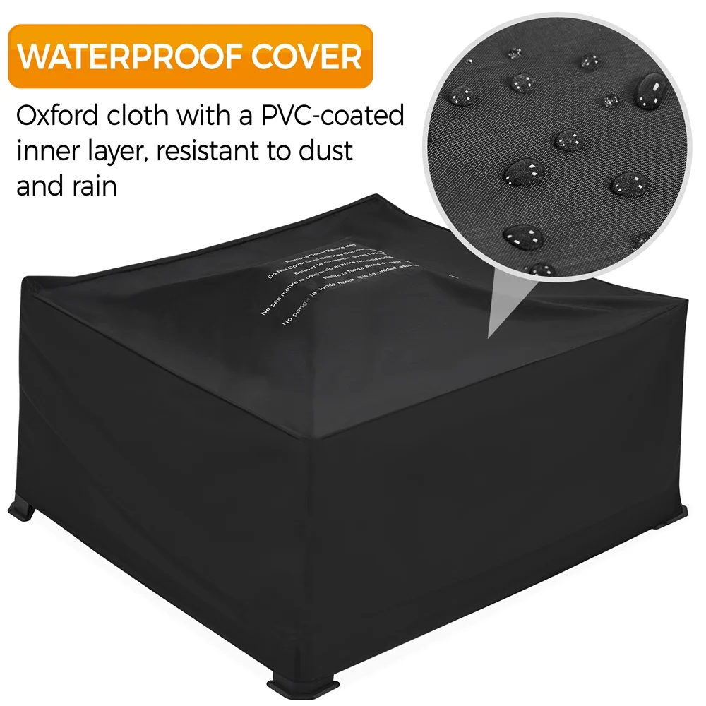 Topeakmart 32″ Patio Square Fire Pit with Rain Cover & Poker, Black