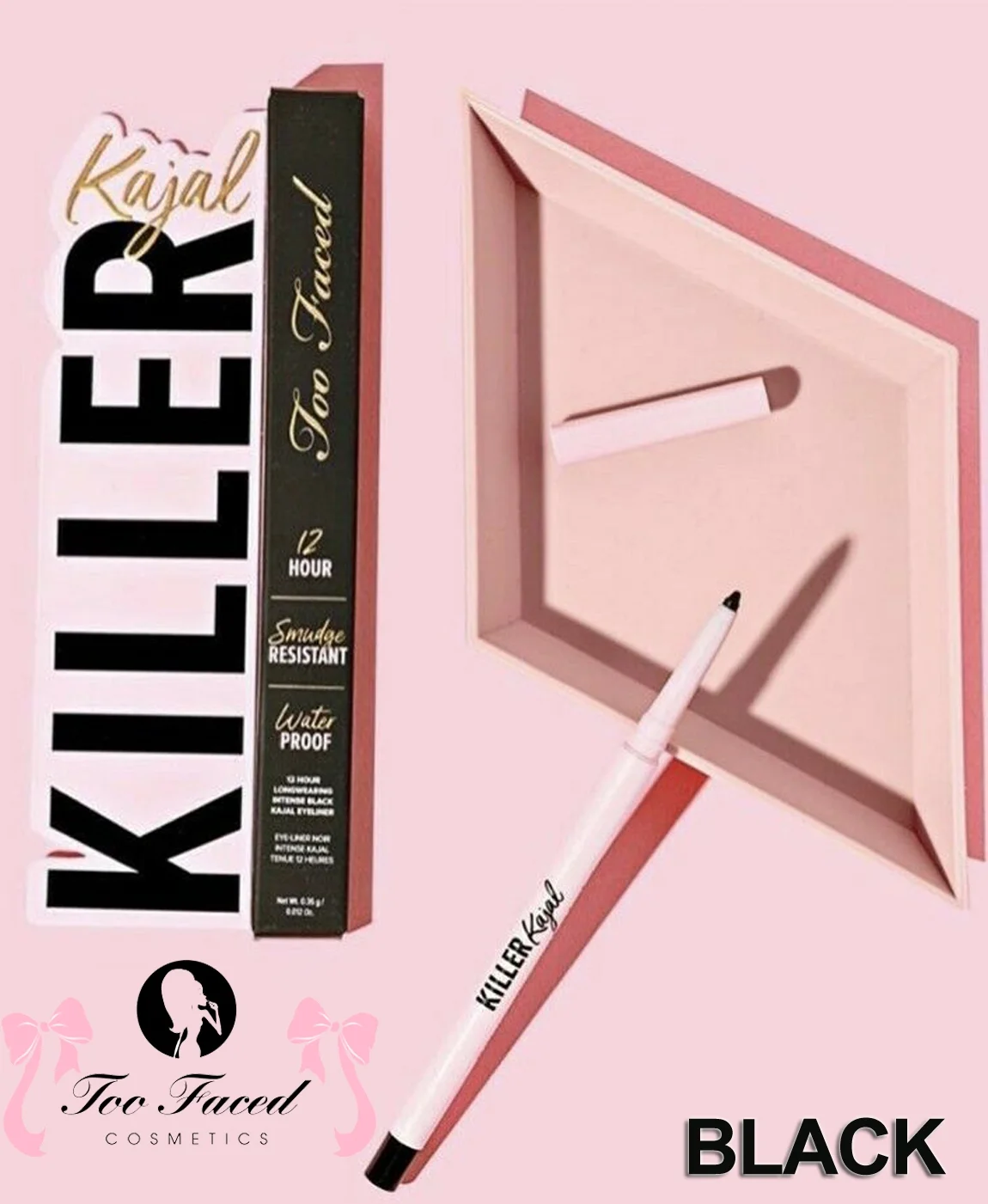 Too Faced Killer Kajal 12-Hour Longwear Intense Black Eyeliner (Full Size 0.35g)
