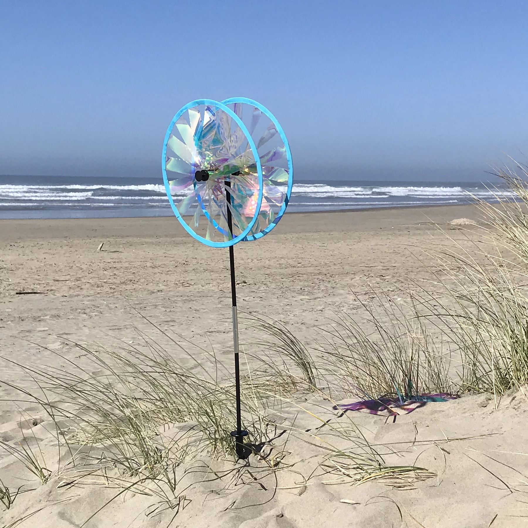 In the Breeze 2688 — 13-Inch Iridescent Sparkle Duo Wheel Spinner - Colorful Wind Spinner for your Yard and Garden