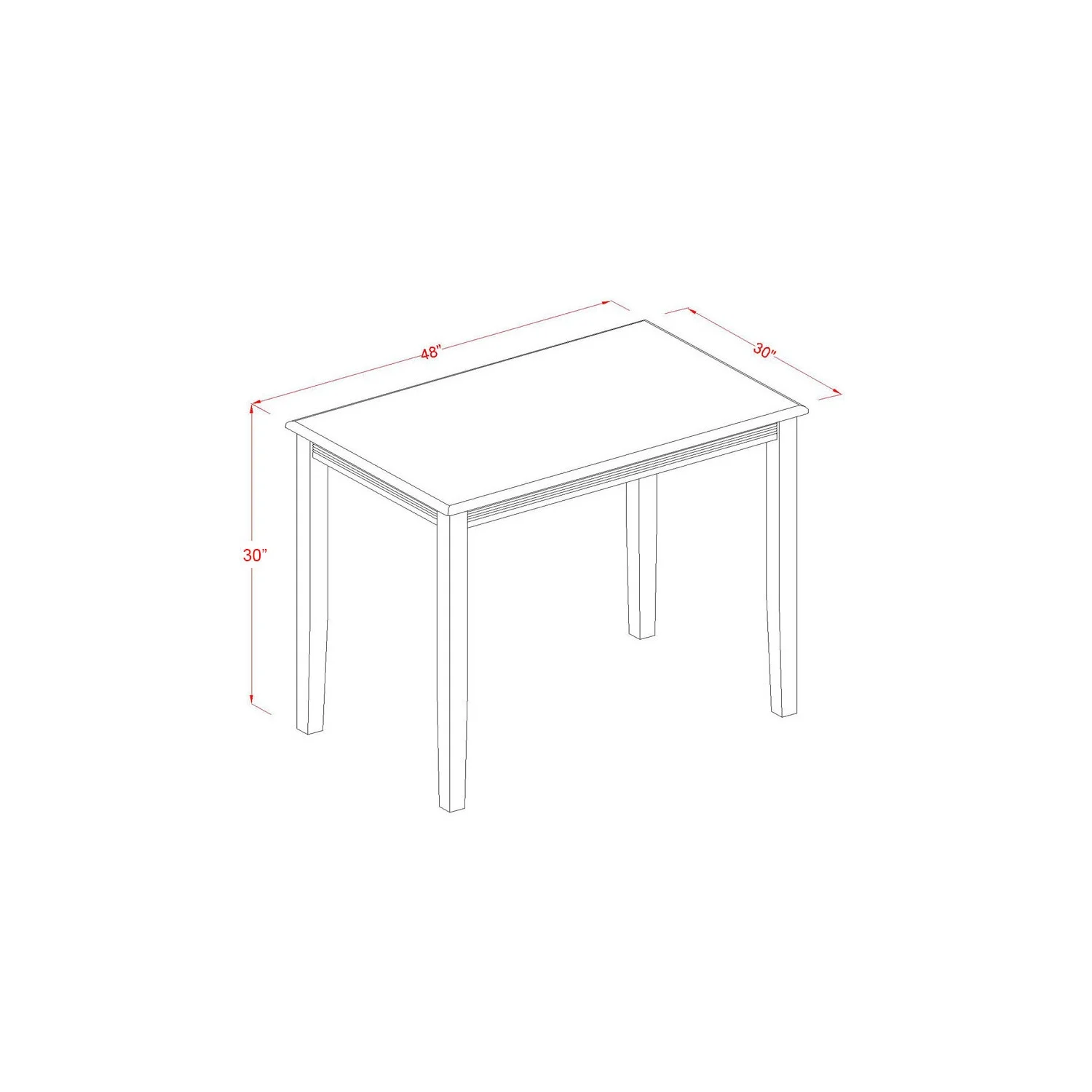 HomeStock Vintage Visions Breakfast Table Walnut Rectangular Table Top Surface And Asian Wood Modern Rectangular Dining Table 4 Legs Walnut Finish