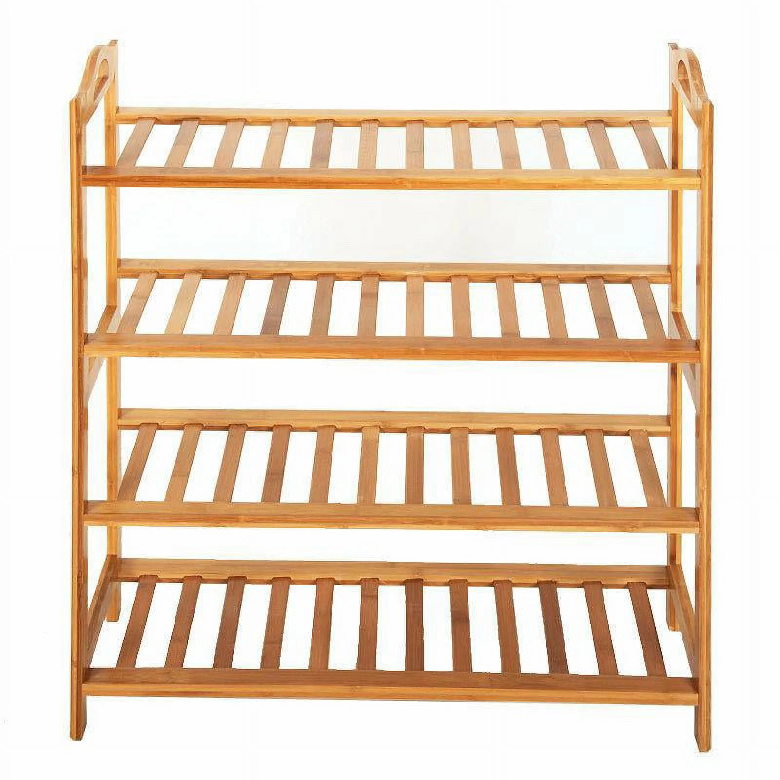 Zimtown Natural Bamboo 4 Tiers Shoe Rack Shoe Storage Organizer 12-Batten Free Standing Shoe Tower Shoe Shelf Shoe Cabinet for Entryway Hallway Living Room Closet, Wood Color
