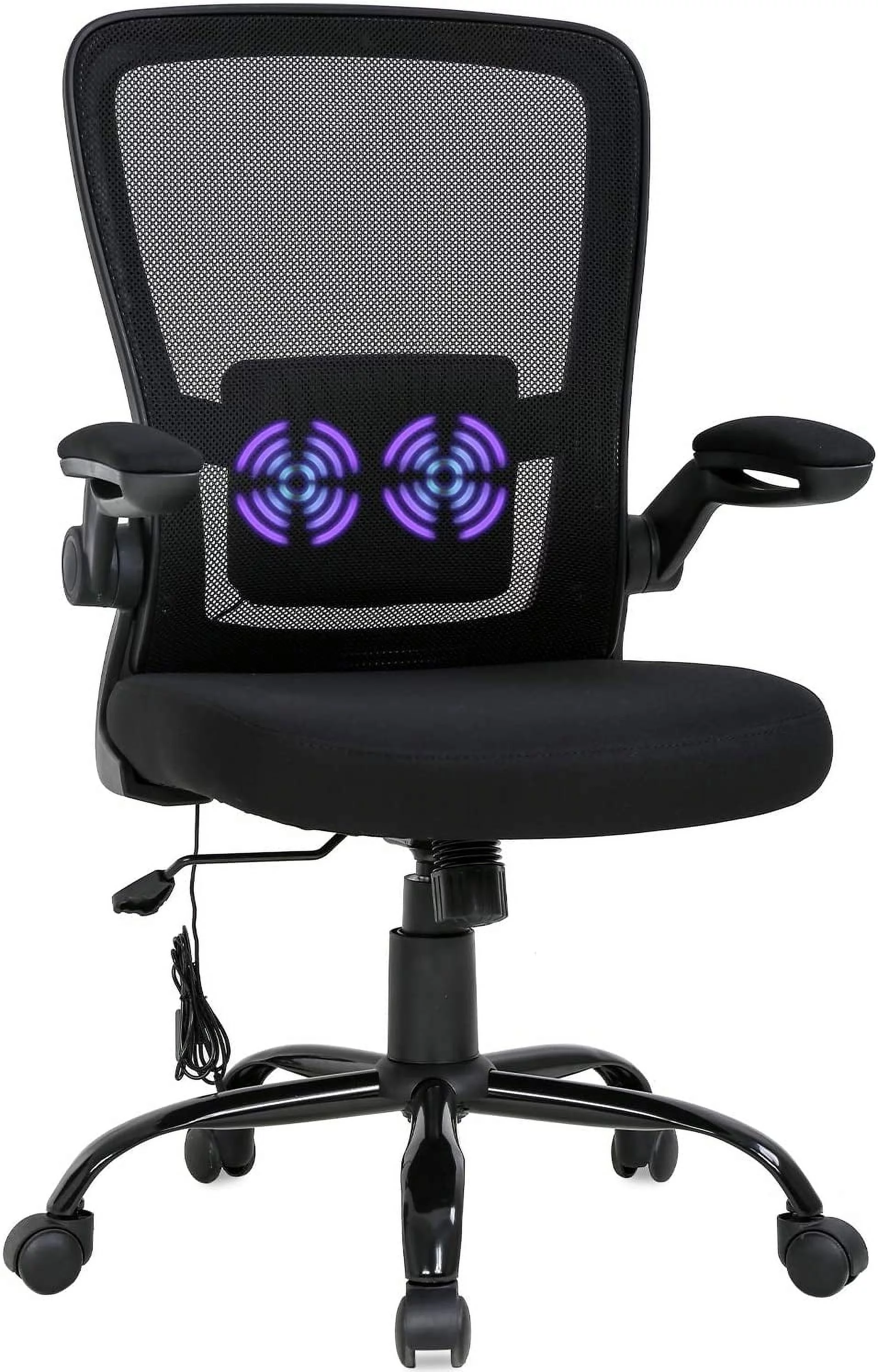 Home Office Chair Ergonomic Desk Chair Massage Computer Chair Swivel Rolling Executive Task Chair with Lumbar Support Arms Mid back&nbsp;Adjustable Mesh Chair for Women Adults(Black)