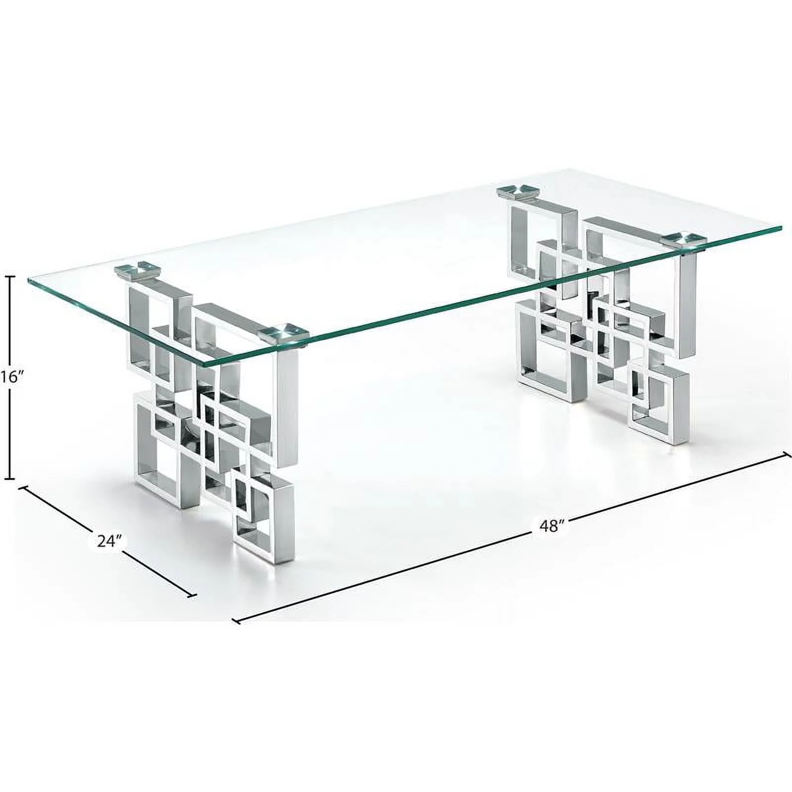 Meridian Furniture Alexis Glass Top Coffee Table with Durable Chrome Base