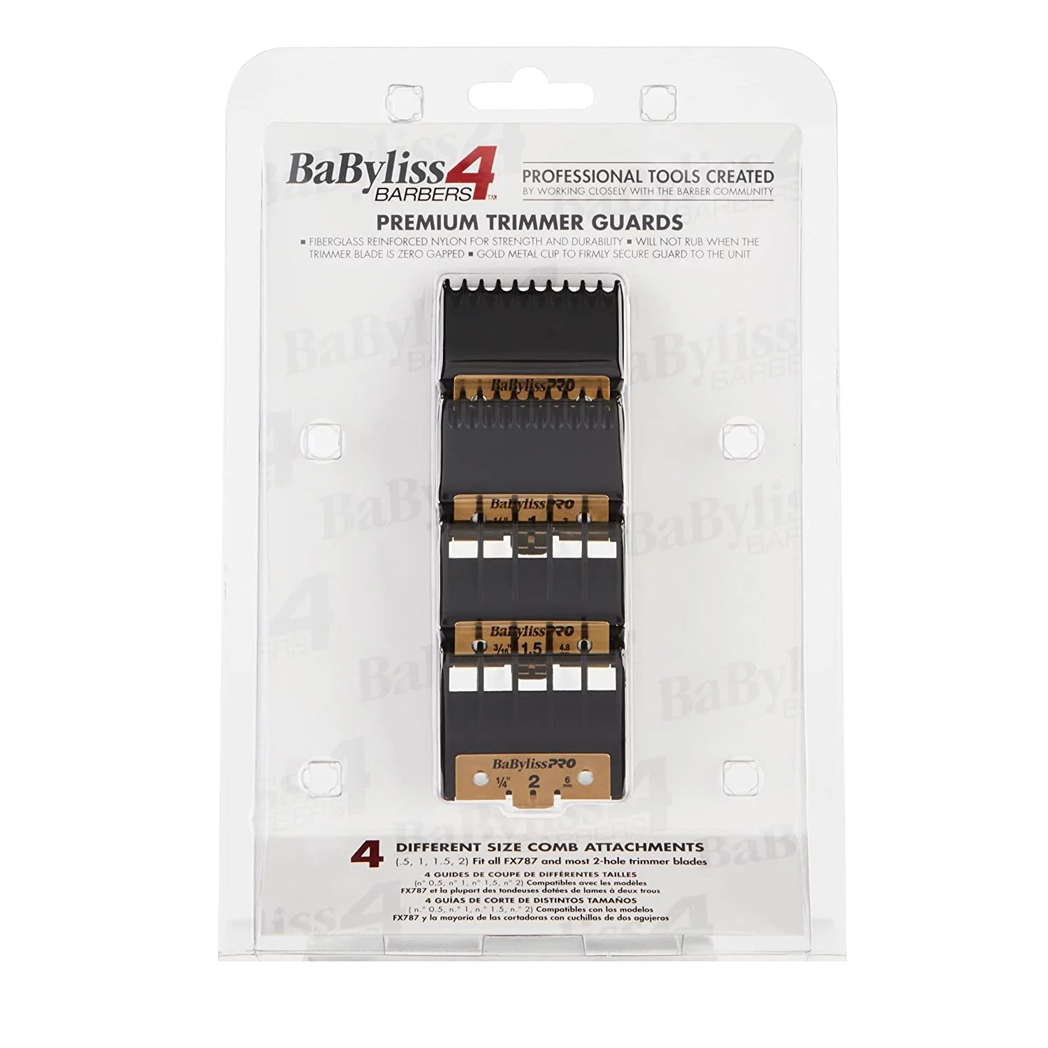 BabylissPRO Premium Trimmer Comb Attachment Guards Guides 4pcs Fits FX787