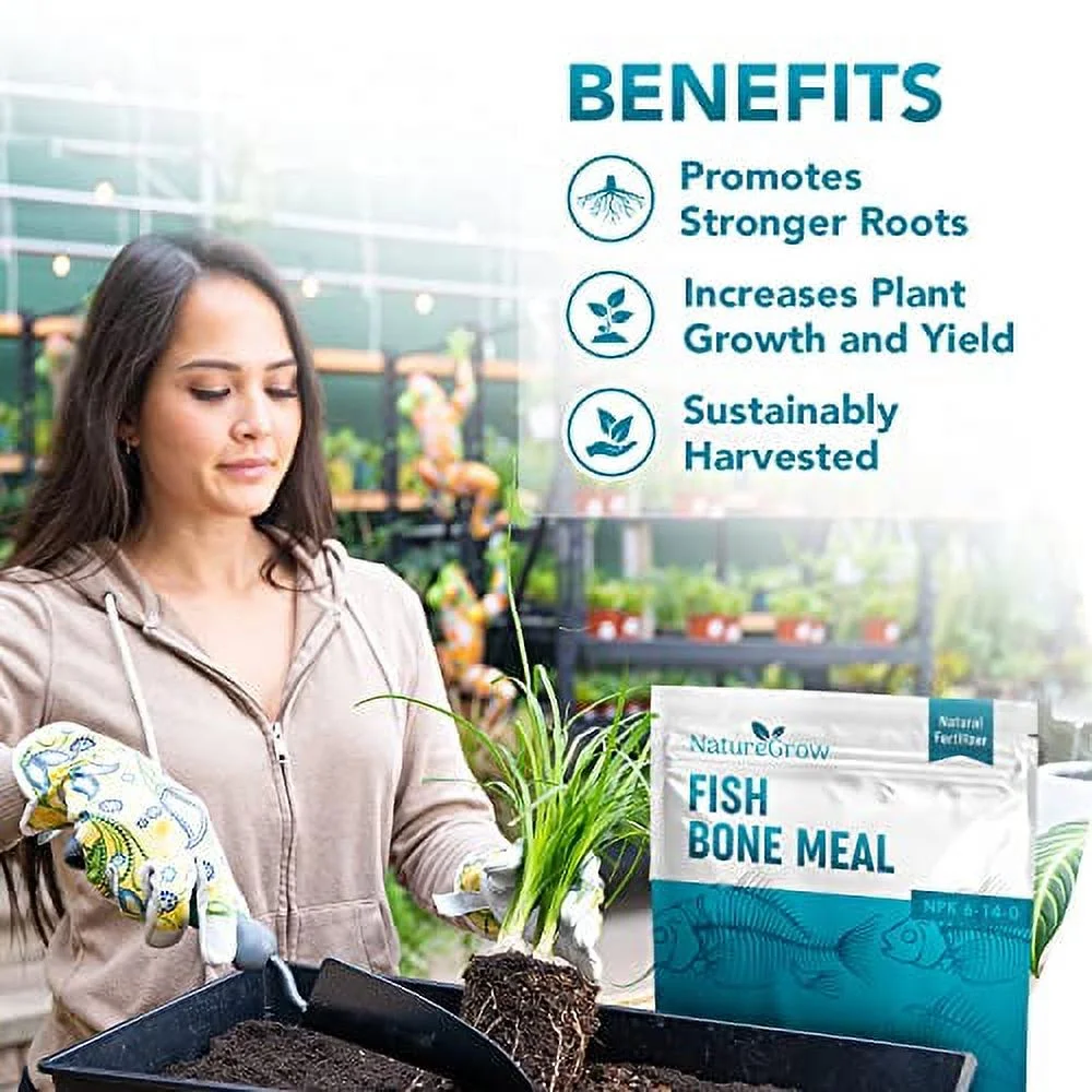 Fish Bone Meal Fertilizer-6-14-0 Natural Plant Food Source of Nitrogen and Phosphorus for Organic Gardening (6LB)
