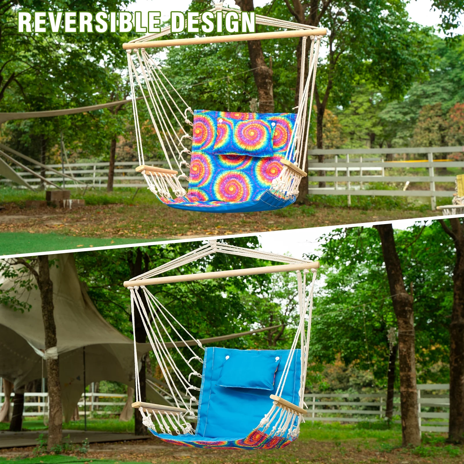 Hanging chair with Pillow & Arms-TieDye