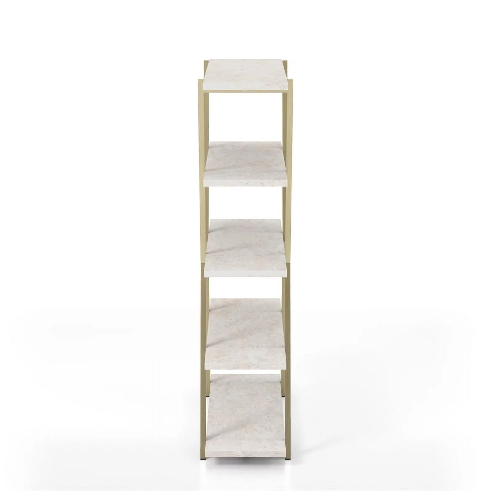 Bowery Hill Modern Metal 4-Shelf Bookcase in Gold Champagne Finish