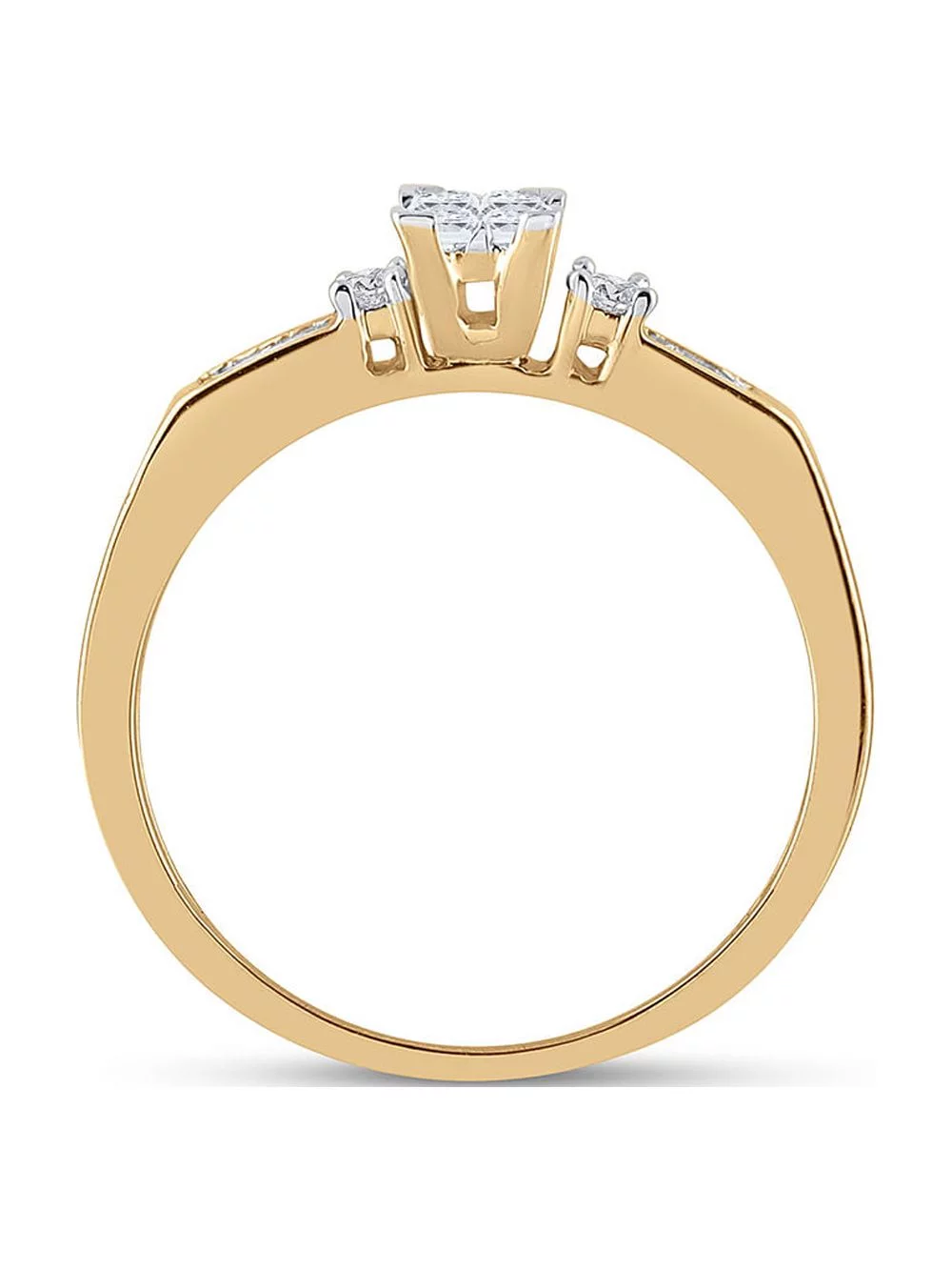 10kt Yellow Gold Princess Diamond Bridal Wedding Ring Band Set 1/3 Cttw