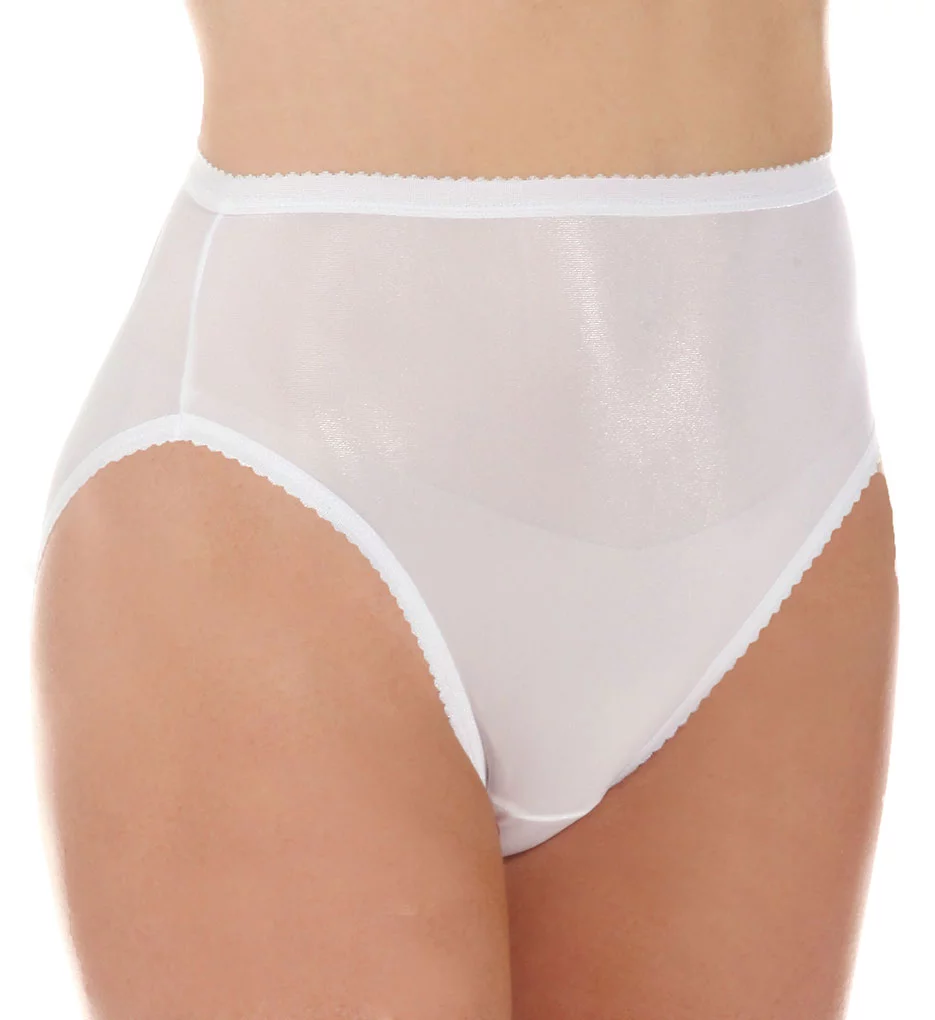 Women's Shadowline 17842 Nylon Classics Hi-Leg Brief Panty (White 6)