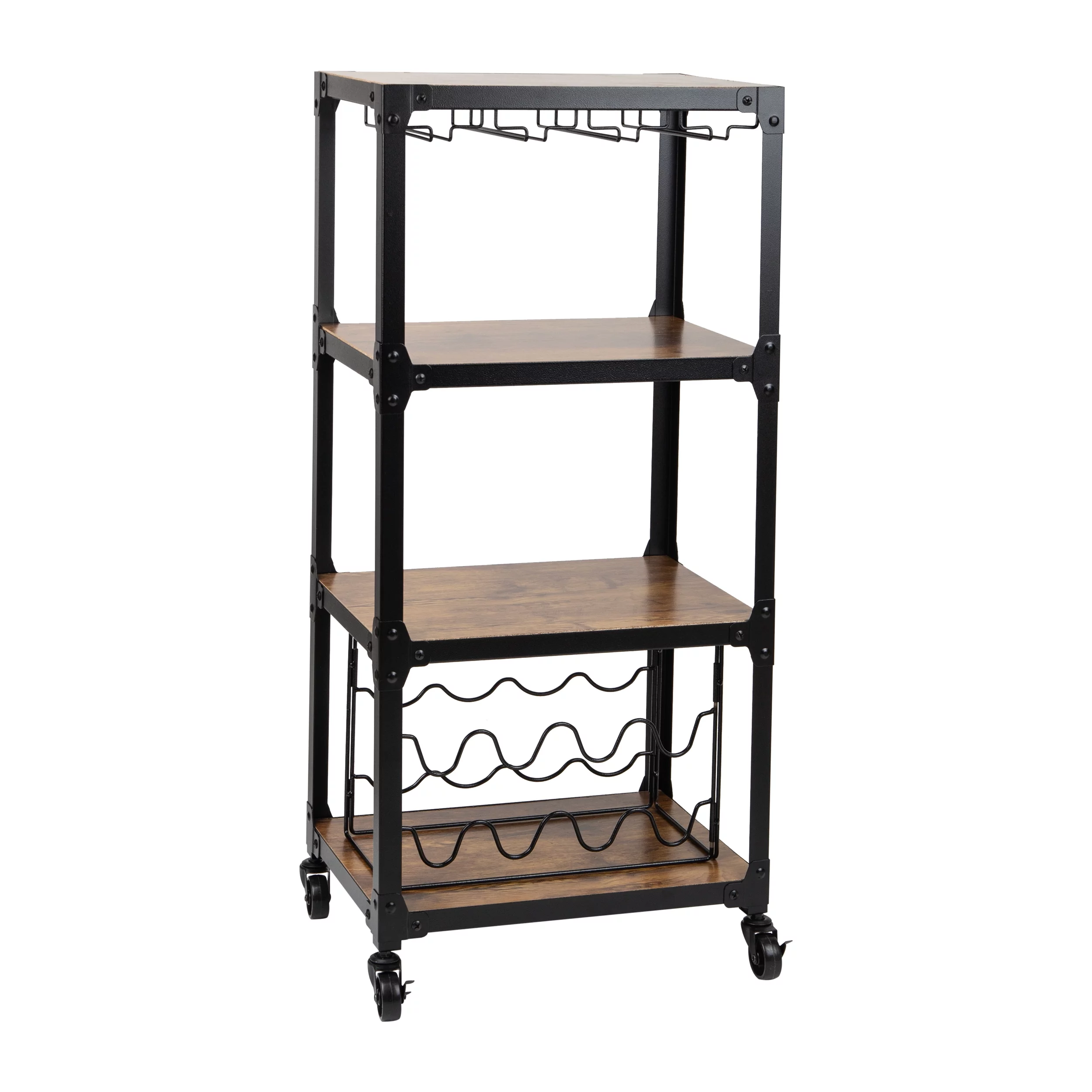 Mind Reader 4 Shelf Mobile Wine Bar Cart