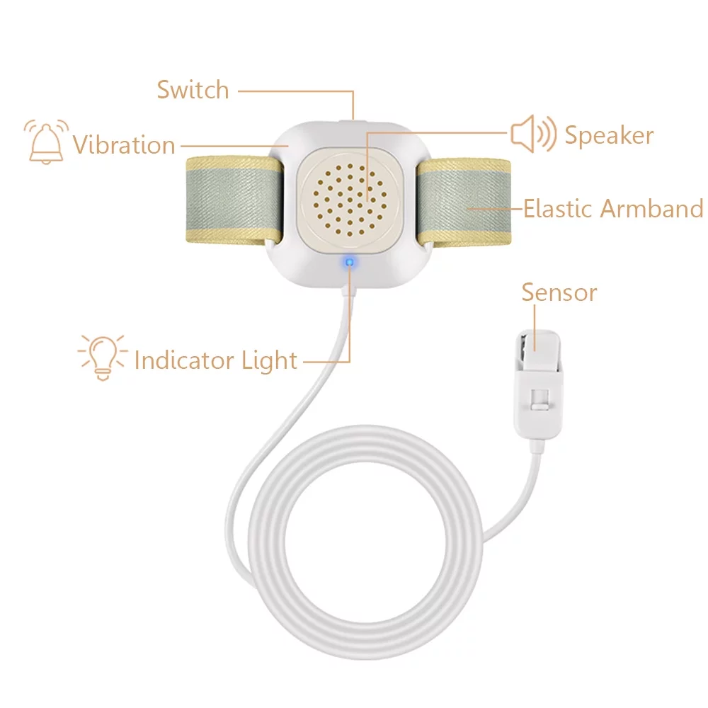 Arealer Bedwetting Alarm Enuresis Alarm with Loud Sound Bright Lights and Strong Vibration Child Training