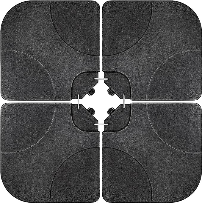 Artpuch 4pcs Square Offset Umbrella Base Plastic Cantilever Patio Umbrella Base, Water/Sand Filled Umbrella Base (176lbs, Dark Black)