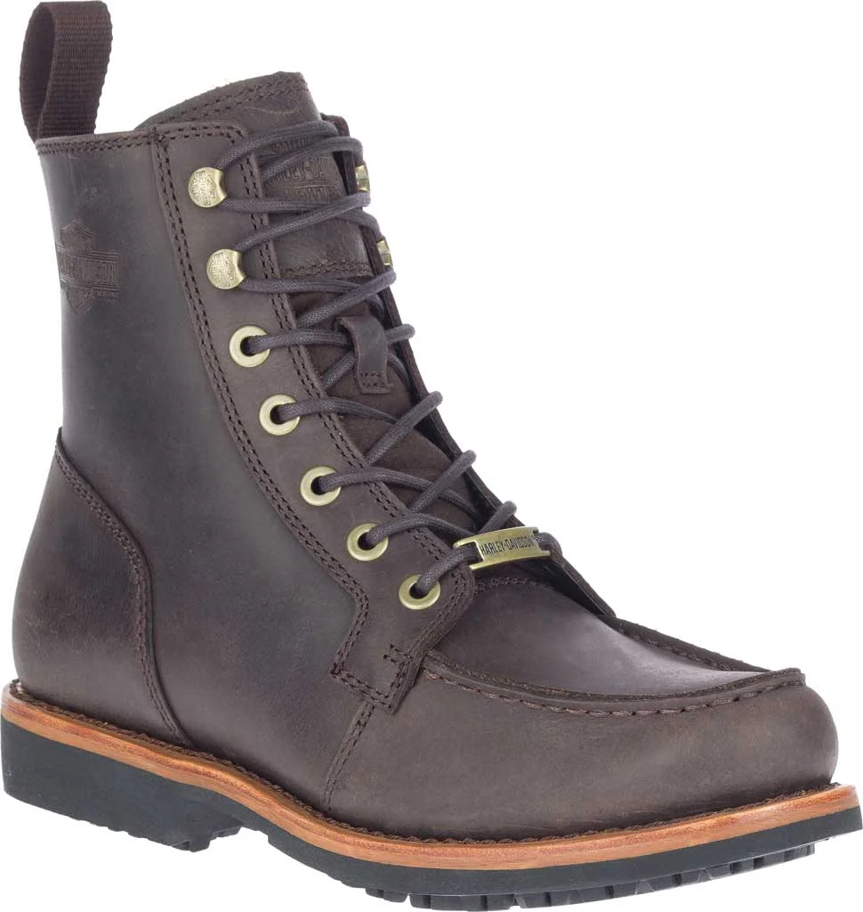 Men's Harley-Davidson Owens Lace Moc Toe Motorcycle Boot Brown Full Grain Leather 11 M