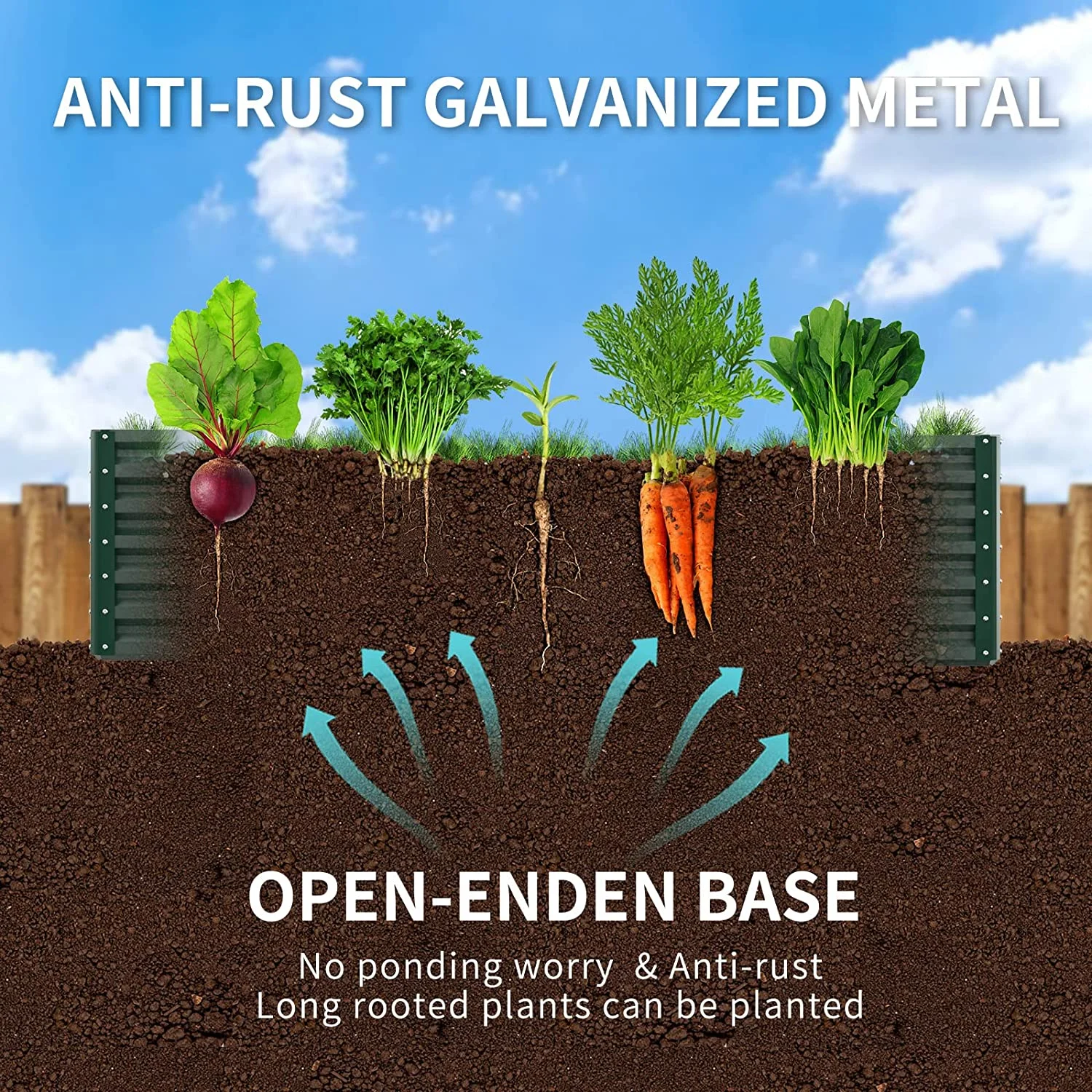 Amopatio Galvanized Raised Garden Bed, 6x3x2 FT Outdoor Metal Garden Boxes for Vegetables Flowers Herb, Large Planting Planter Steel Kit, Green