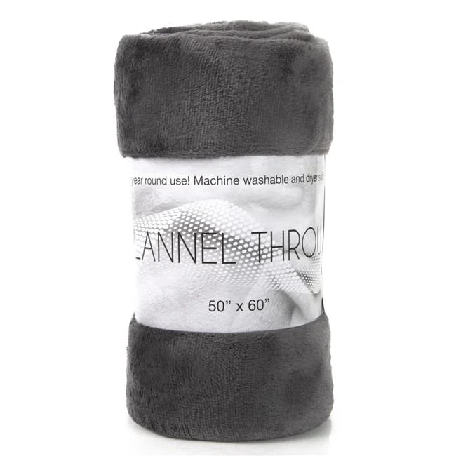 DDI 2366862 50 x 60 in. Flannel Throw Blankets, Grey - Pack of 24