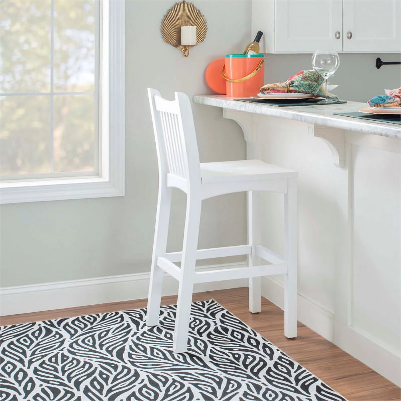 Linon Malvern Solid Wood Commercial Grade Set of Two Barstools in White