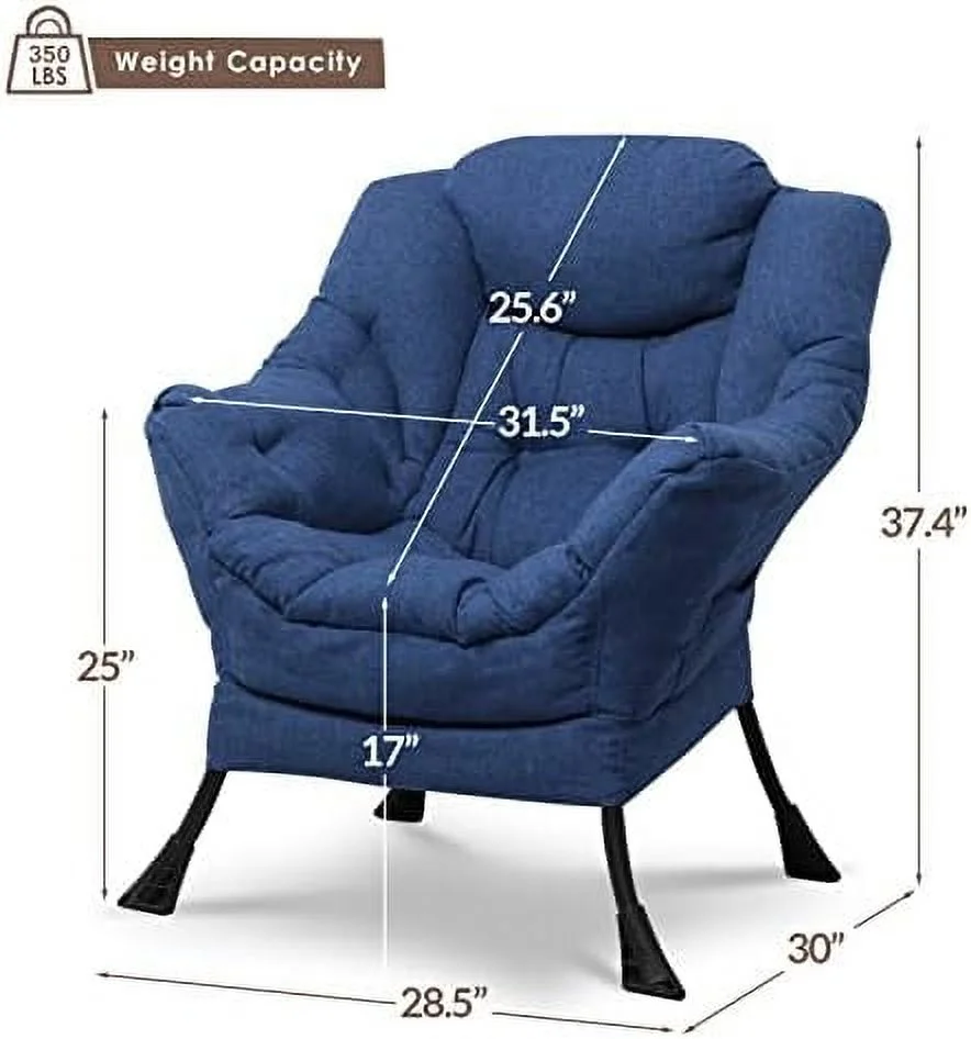 xrboomlife Modern Velvet Fabric Lazy Chair with Ottoman  Accent Contemporary Lounge Chair  Upholstered Single Leisure Sofa Chair with  Side Pocket  Armrests and Thick Padded Back for Livi