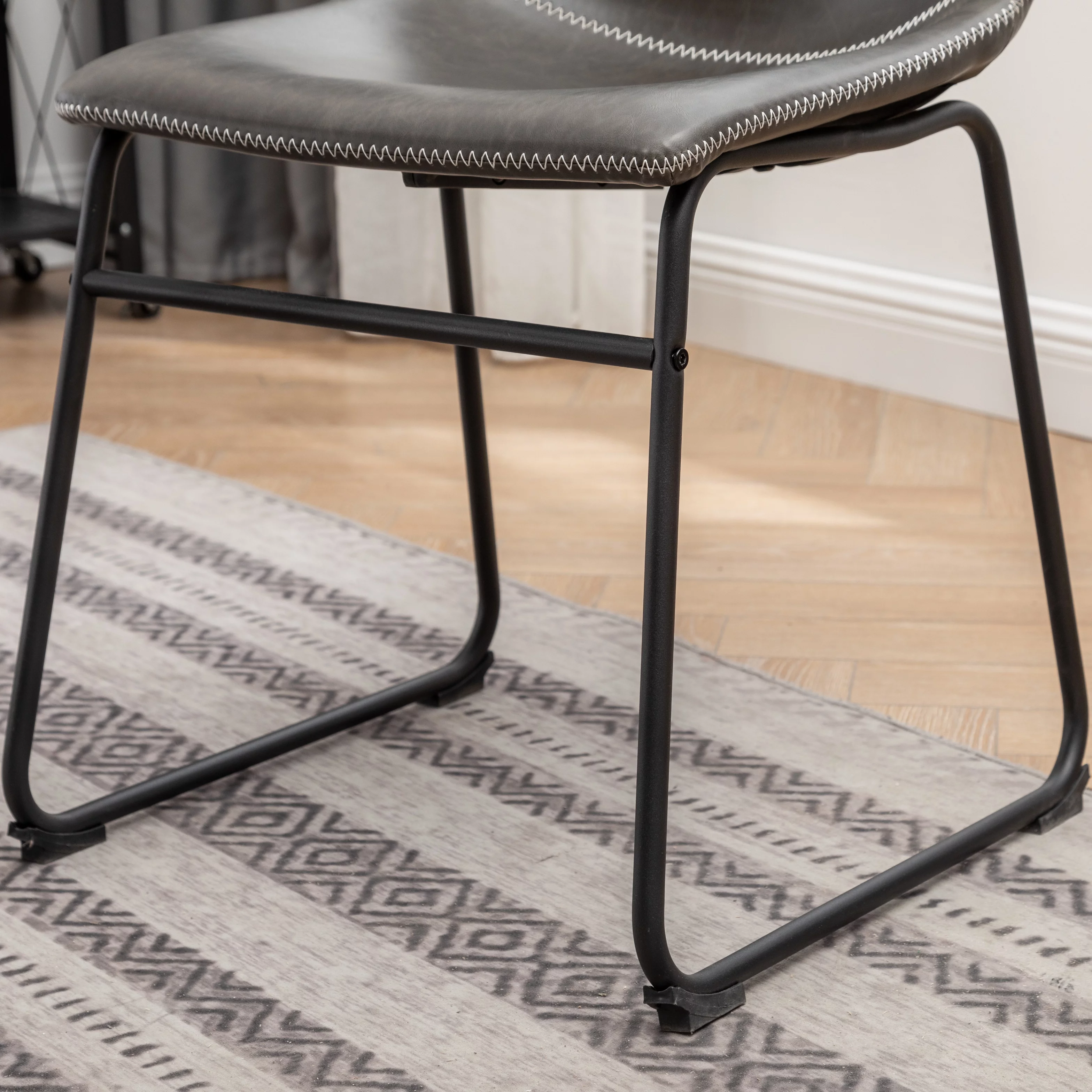 Roundhill Furniture Aryven Industrial 7-Piece Dining Set, Rustic Dark Pine / Antique Gray