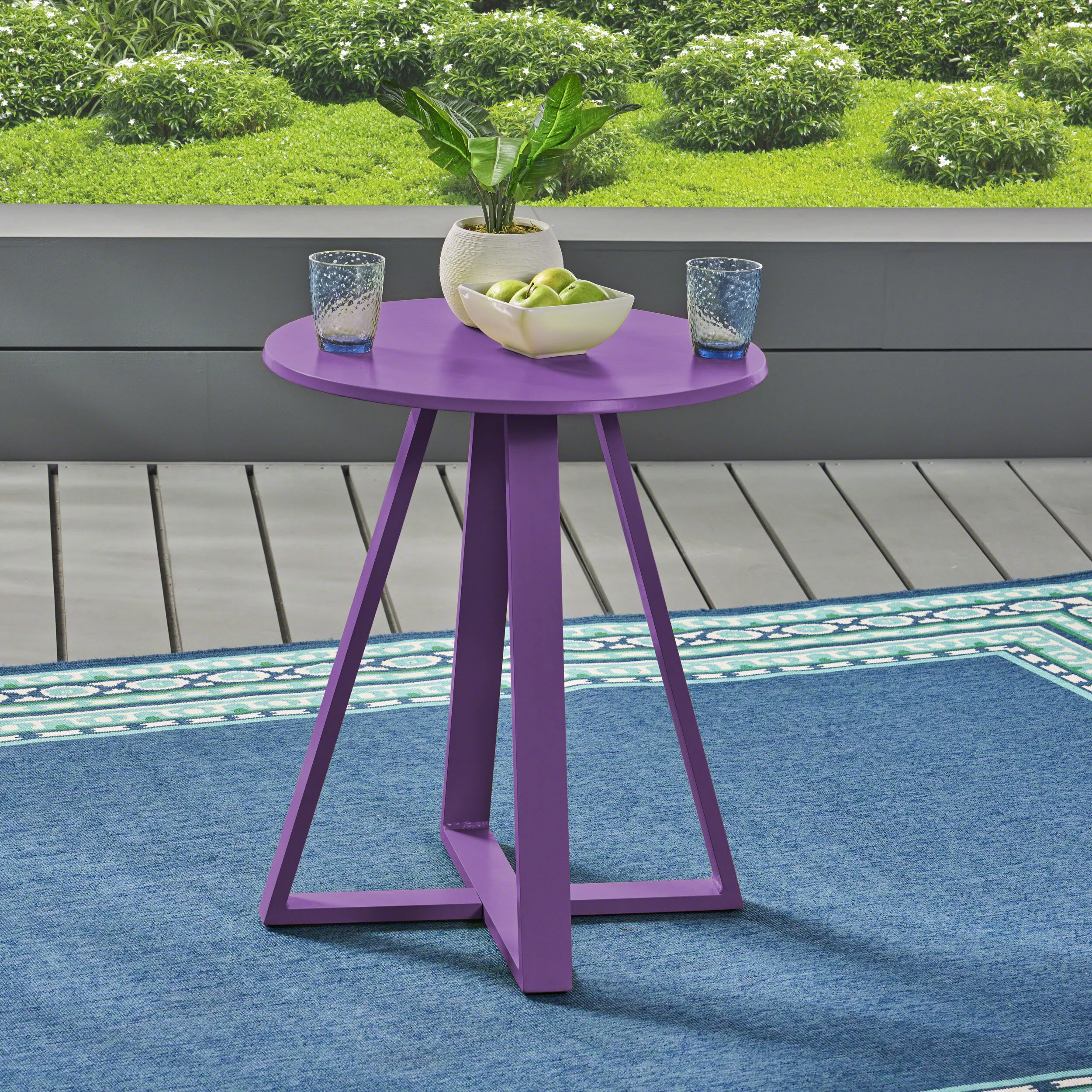 Lola Outdoor Iron Bistro Table, Matte Purple
