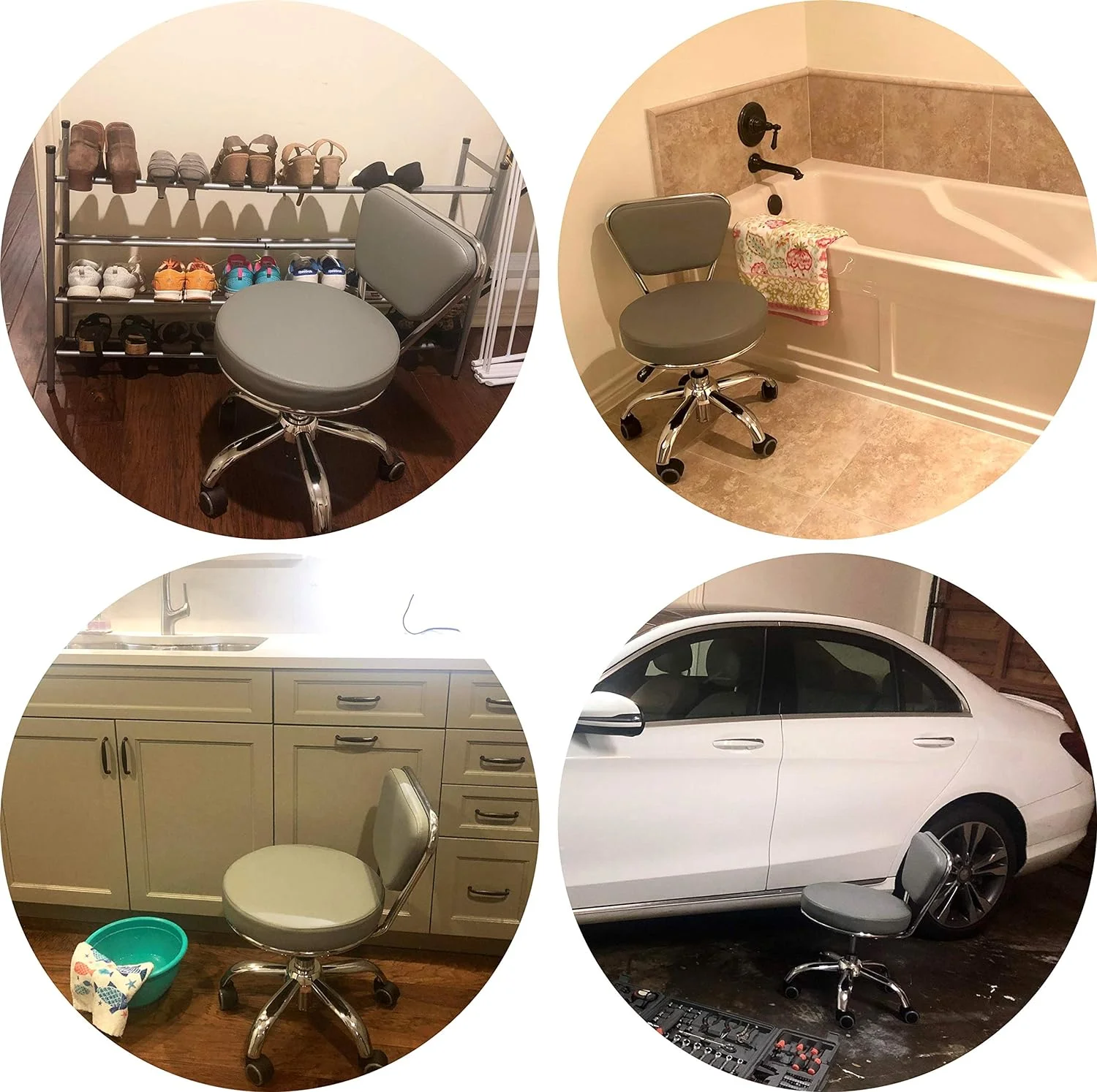 Dayton Pedicure Stool (Coffee) Pneumatic, Adjustable Height, Perfect For Nail Salon, Pedicure Spa