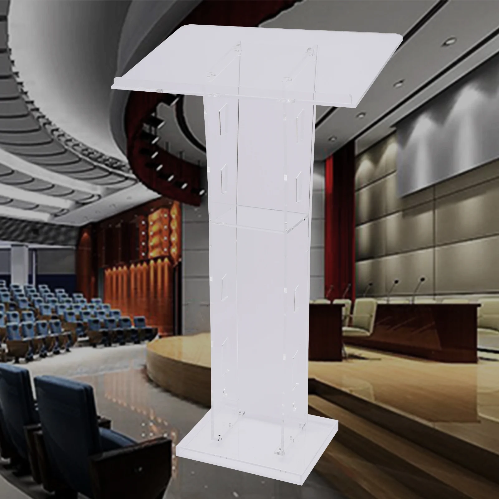 YIYIBYUS Conference Pulpit Acrylic Podium Clear Church Lectern Office School Transparent Podium
