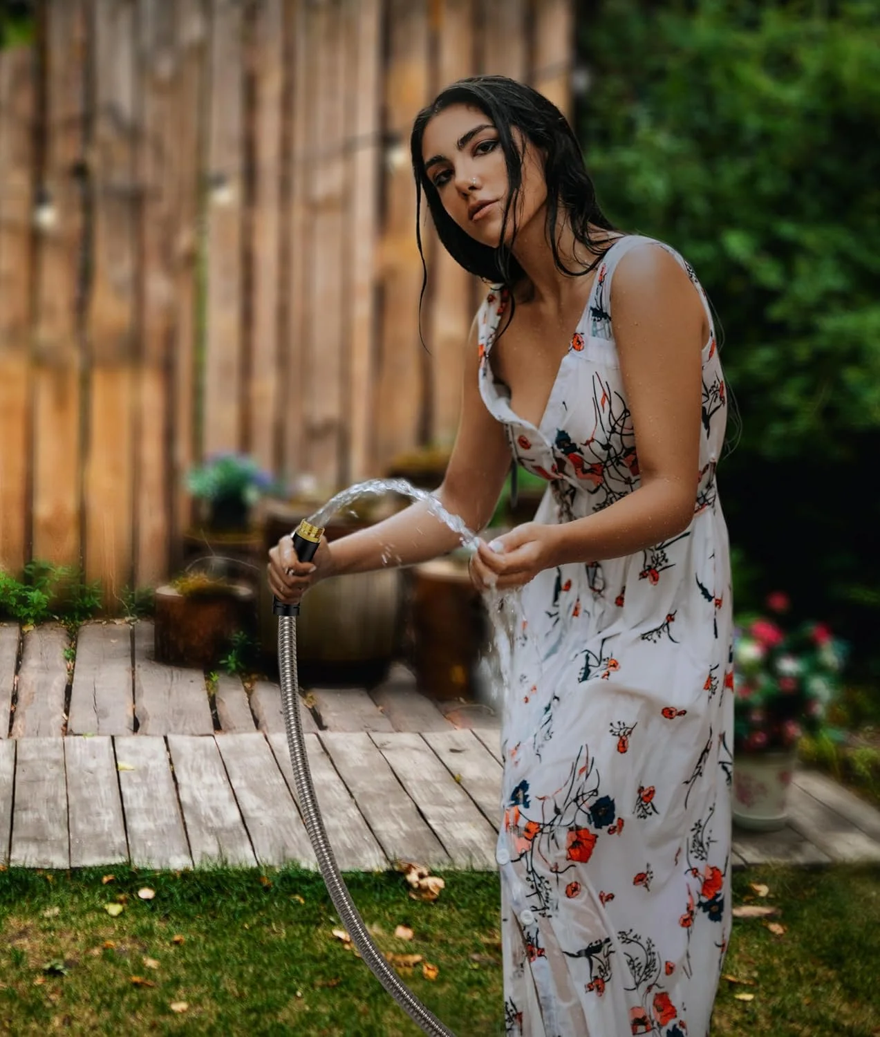 Garden Hose 200 ft Metal Garden Hose, 304 Stainless Steel Heavy Duty Water Hose – 3/4'' Fittings, Lightweight, Easy to Coil, Kink Free & Tangle Free, Pet Proof, Puncture Proof for Yard, Outdoor, RV