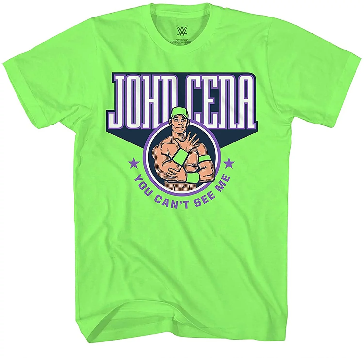 WWE John Cena Boys Shirt, World Wrestling Champion T-Shirt Neon Green - Medium