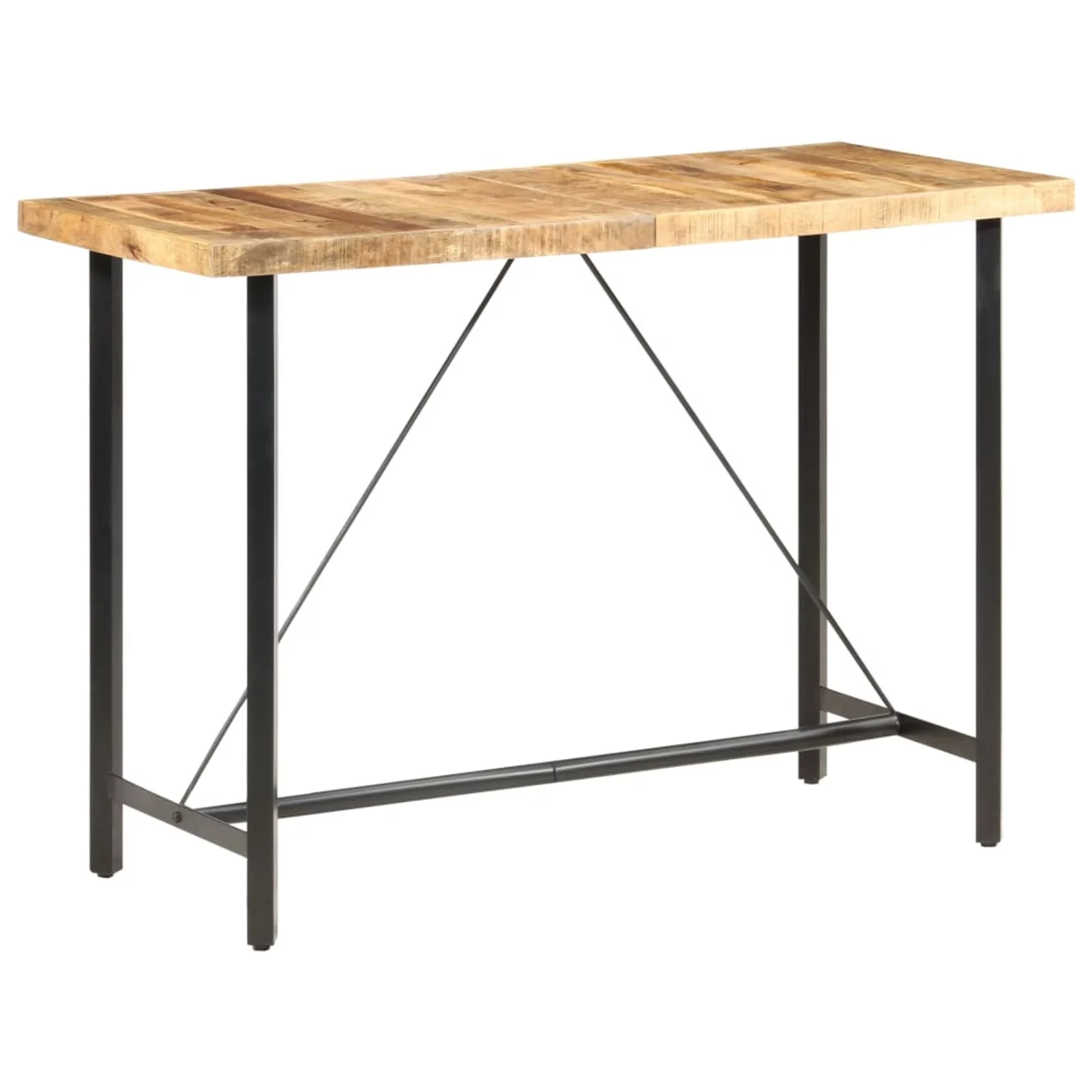 moobody Bar Table Rough Mango Wood Wood Tabletop Counter Height Pub Table Iron Frame for Kitchen, Dining Room, Cafe, Home Furniture 59.1 x 27.6 x 42.1 Inches (L x W x H)