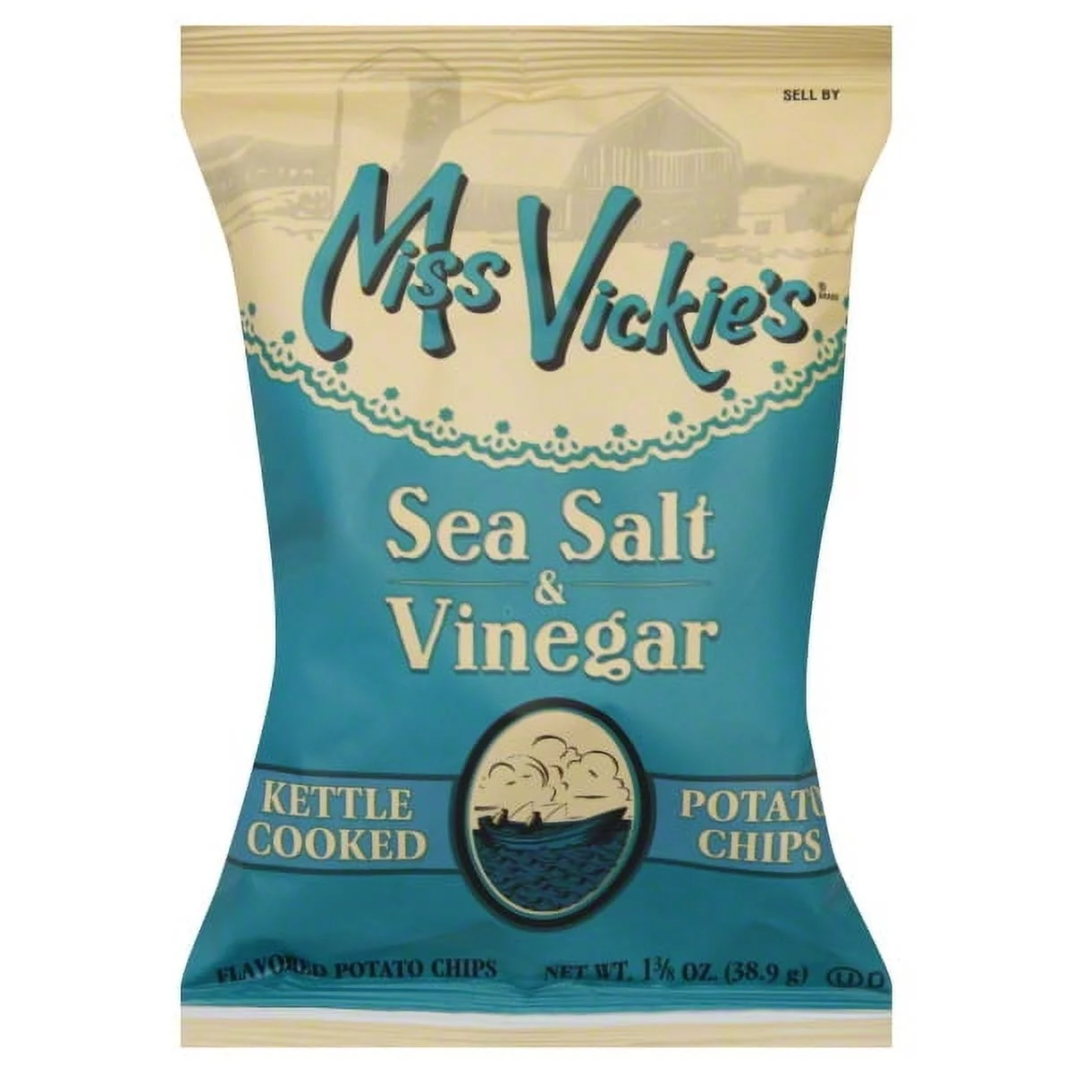 Miss Vickie's Kettle Cooked Potato Chips, Sea Salt & Vinegar, 1.375 oz | 48 Ct