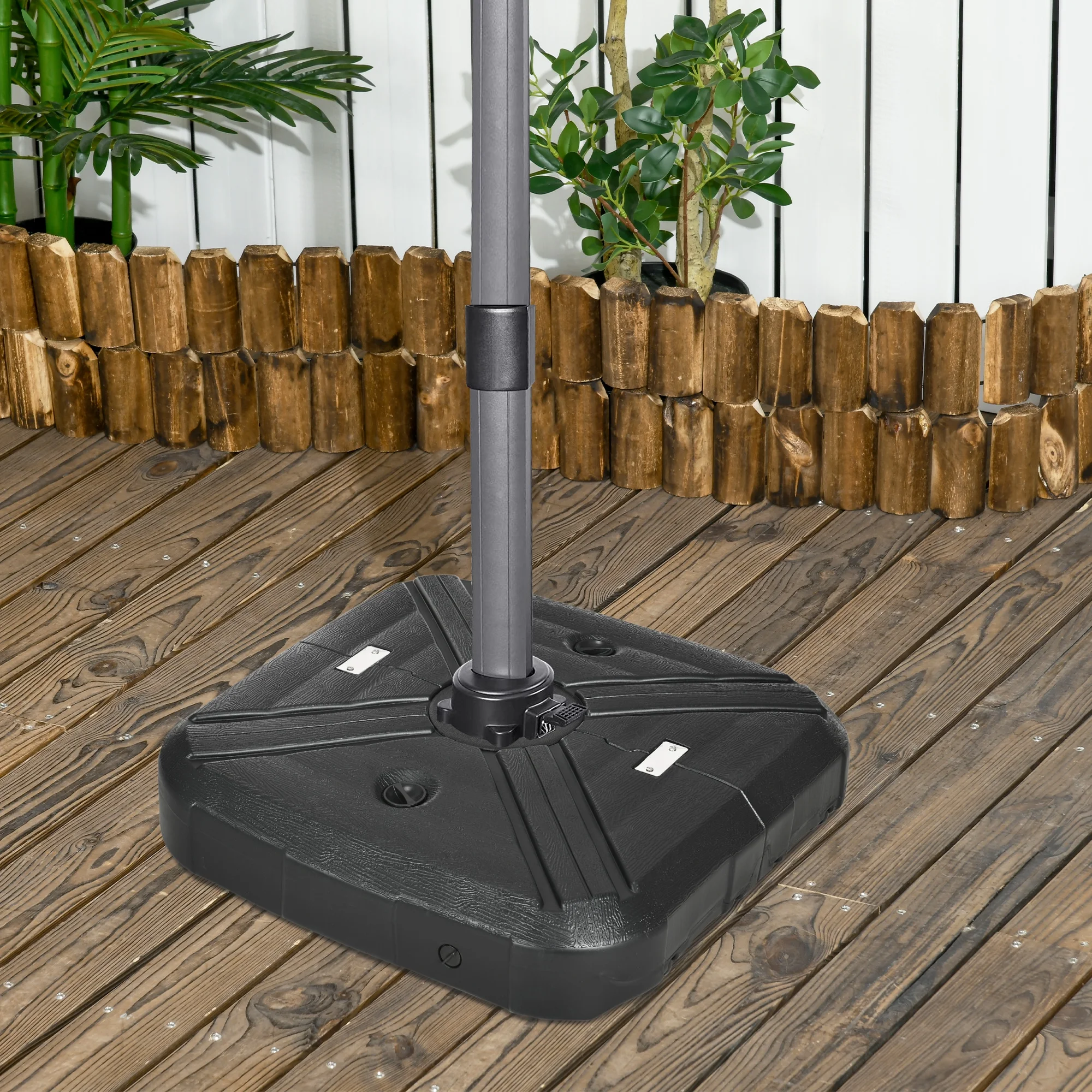 Outsunny Fillable Cantilever Umbrella Base Stand Weights on Wheels, Black