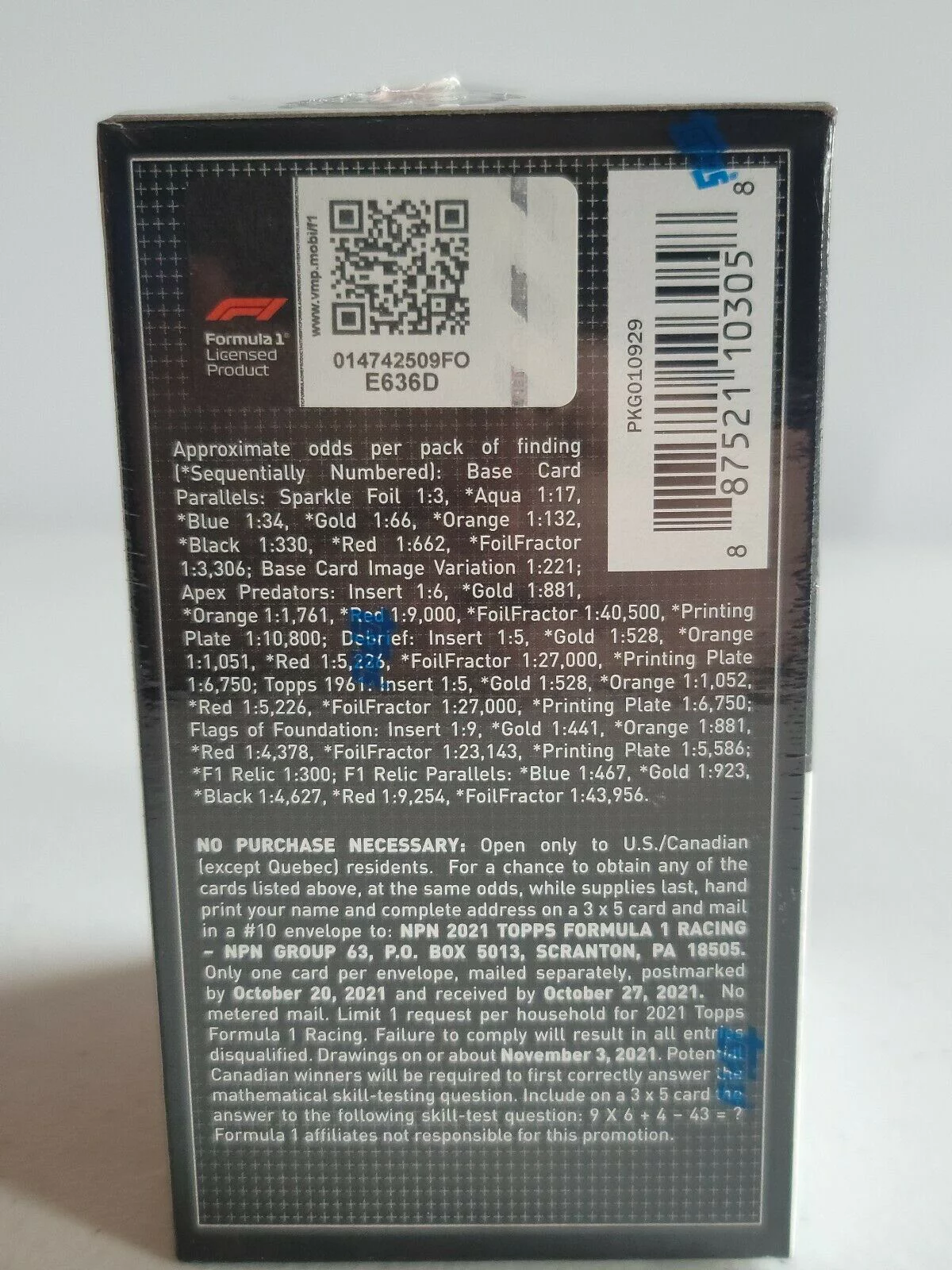 21 TOPPS FORMULA 1 RACING VALUE BOX