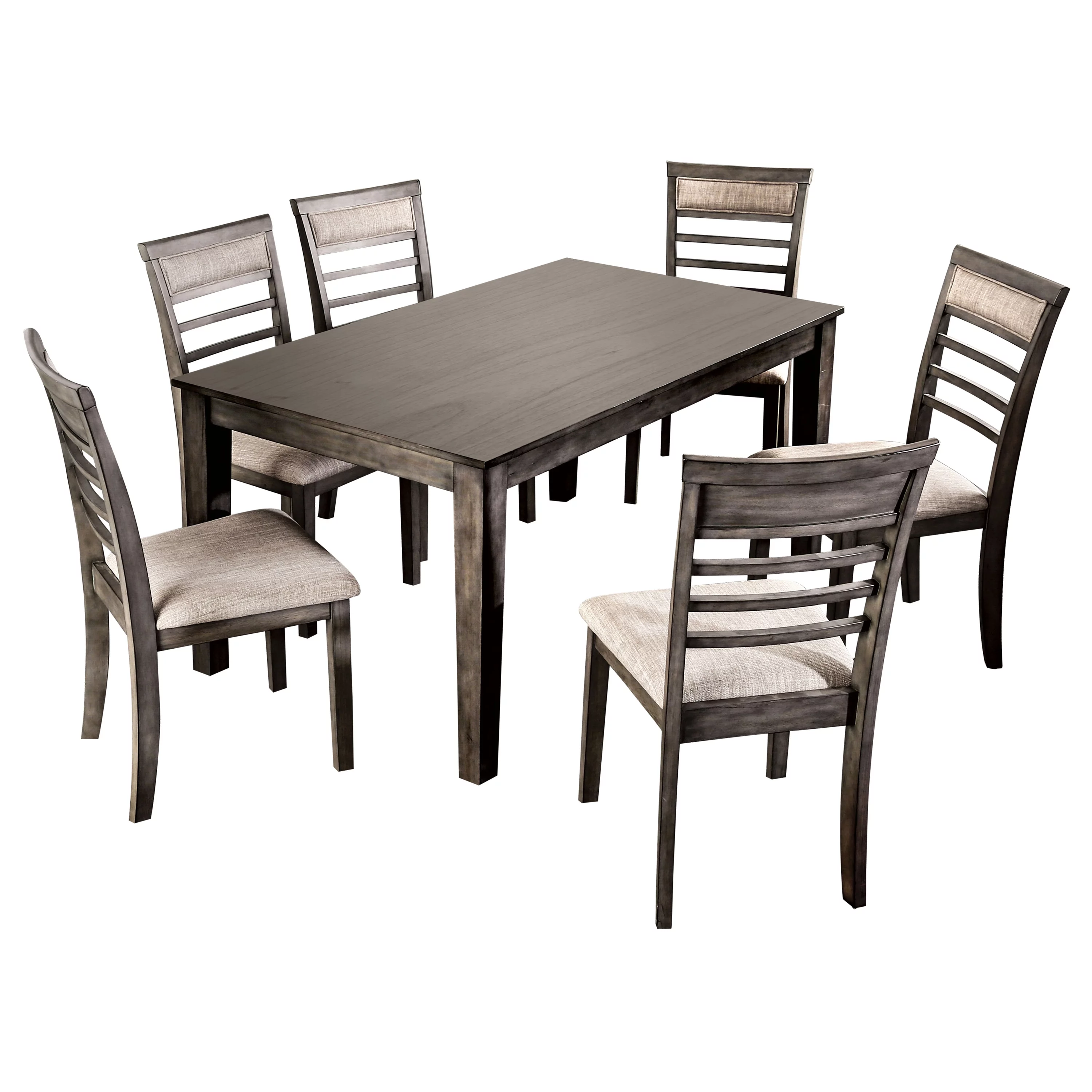 Furniture of America Alyssum 7-piece Dining Set in Weathered Gray Wood Finish, Seats 6