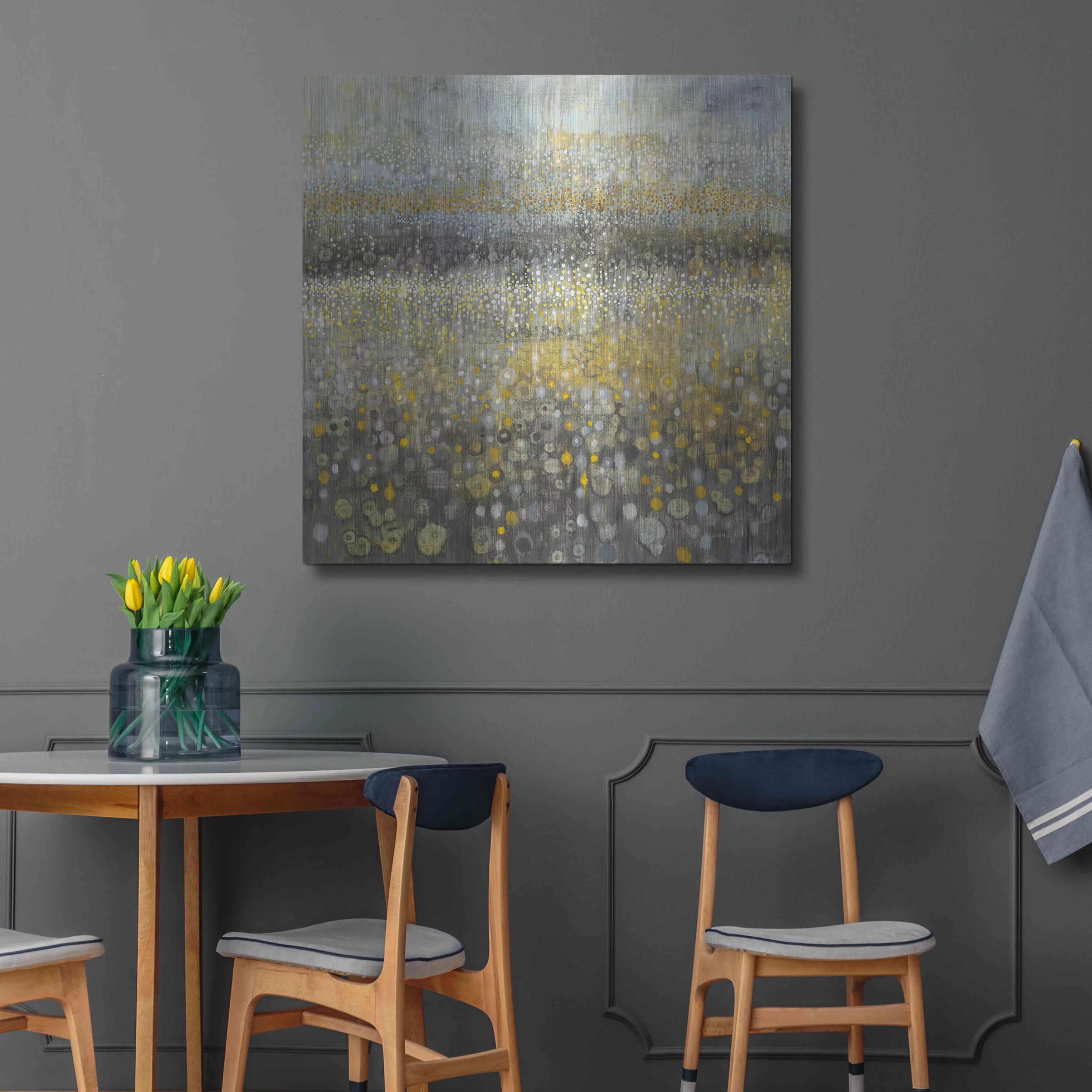 Luxe Metal Art 'Rain Abstract II' by Danhui Nai, Metal Wall Art, 36