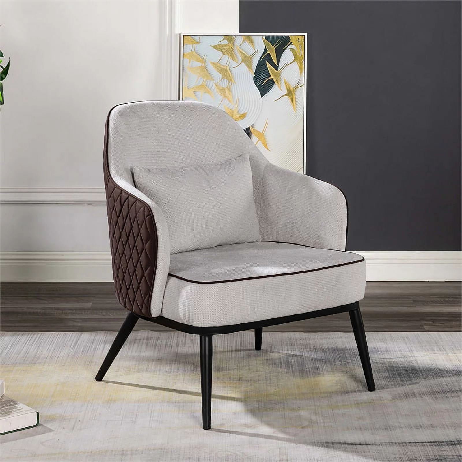 Furniture of America Alto Fabric and Faux Leather Accent Chair in Gray
