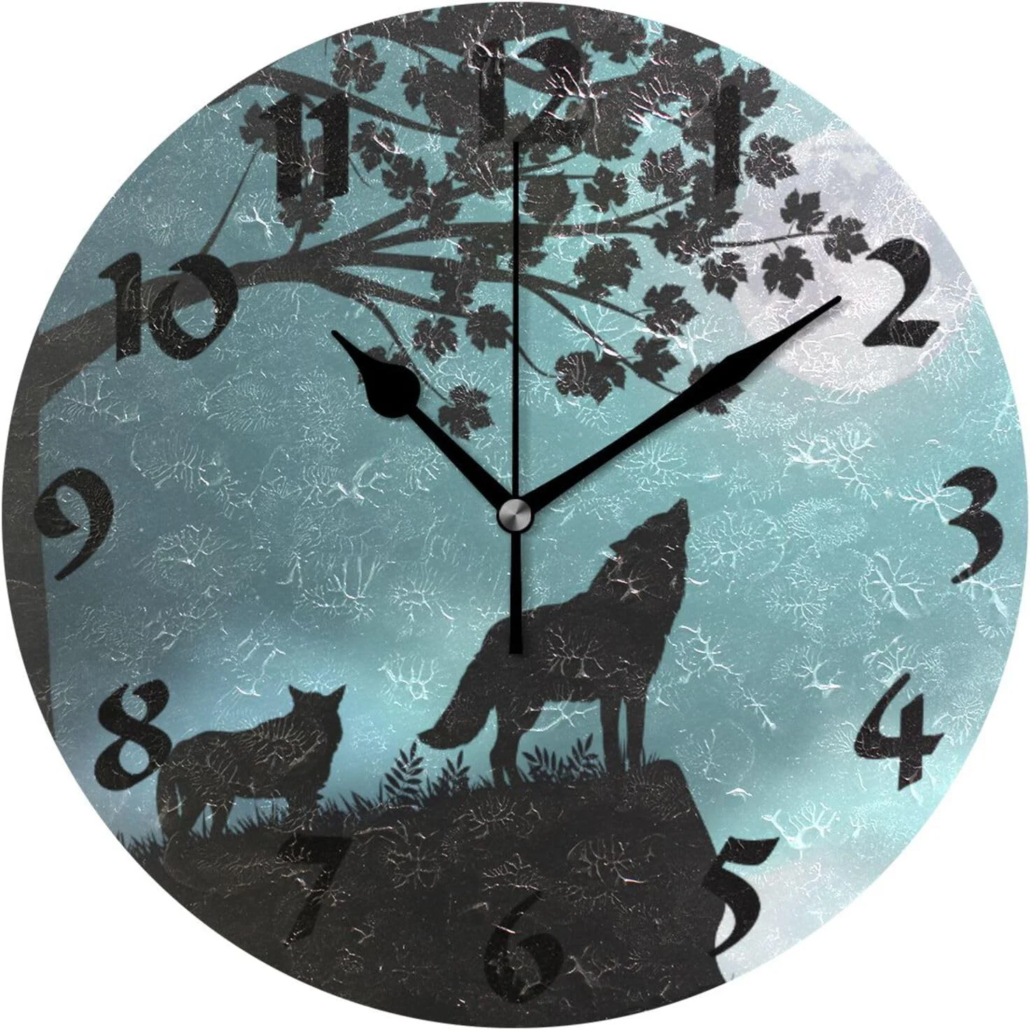 Hidove Evening Moon Round Wall Clock,Silent Non Ticking Battery Operated Accurate Home Clock,Vintage Farmhouse Wall Decor for The Kitchen, Living Room, Bedroom, Office 10 in