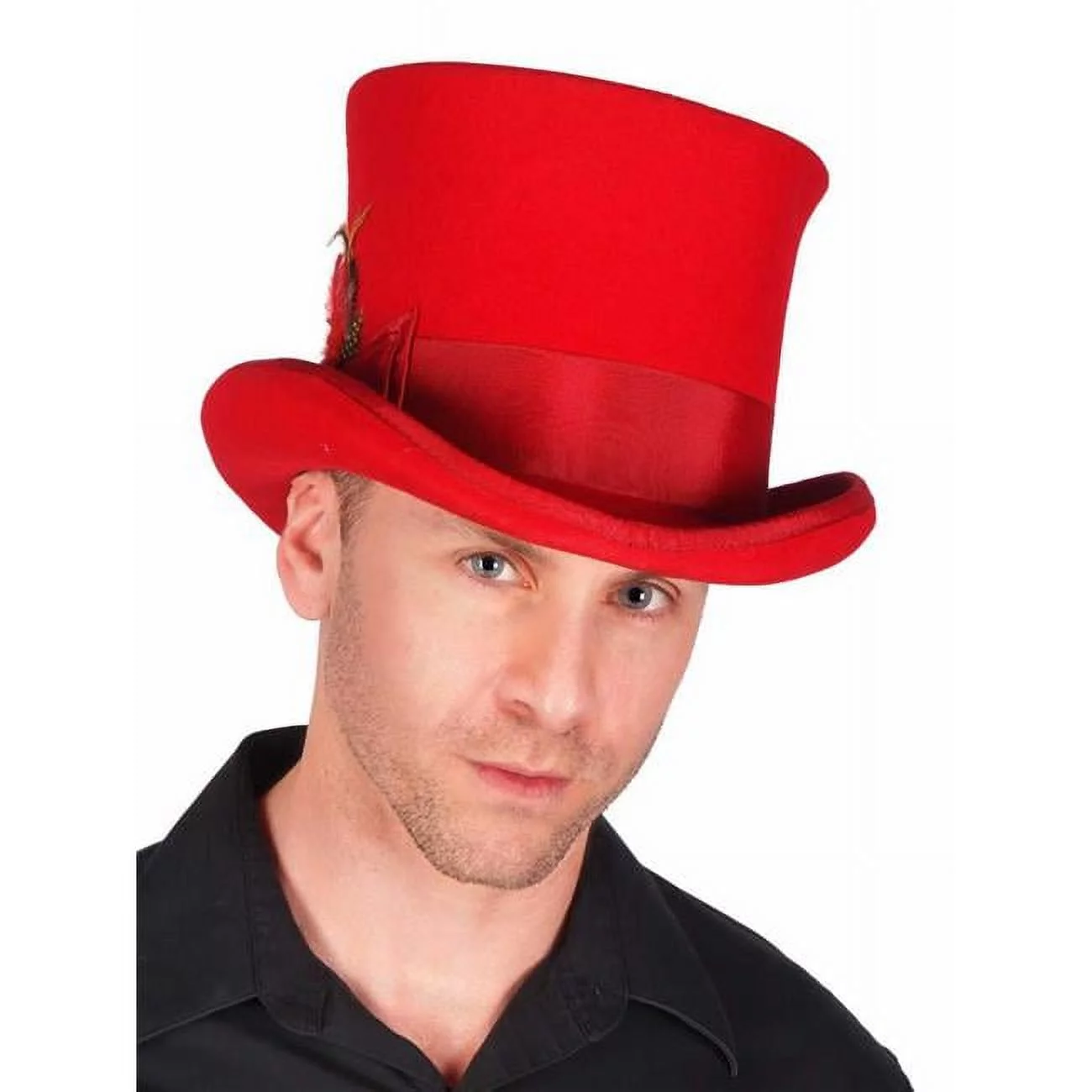 Western Fashion 69513-RED-2XL 6 in. x 63 cm 100 Percent Wool Felt Steampunk Top Hat, Red - 2XL