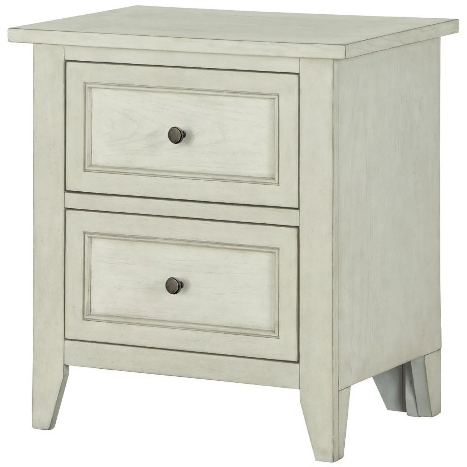 Home Square 2 Drawer Wood Nightstand Set in Weathered White (Set of 2)