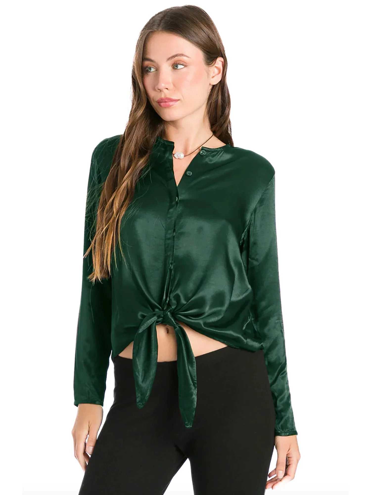 Hardtail Satin Tie Front Blouse (Style SAT-41)