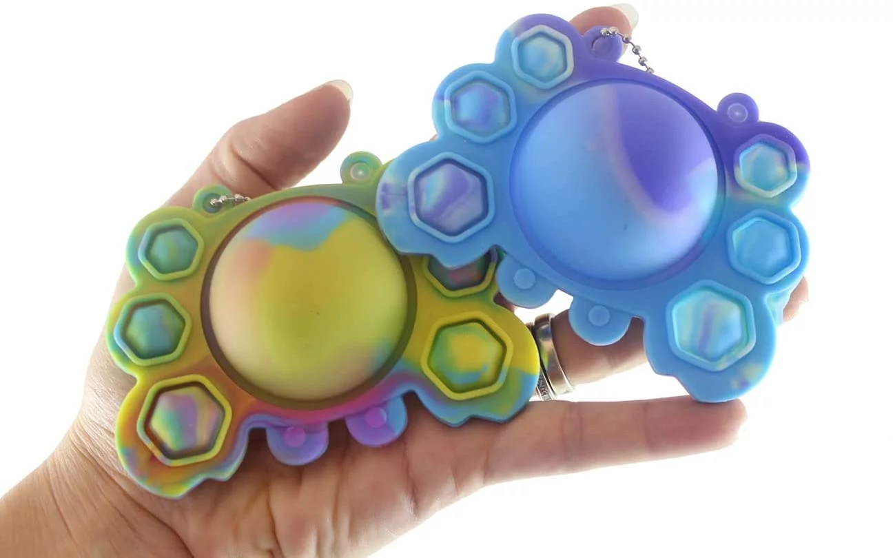 2 Crab Bubble Pop Fidget Toy - Flip Inside Out Happy Sad - Ocean Sea Animal Silicone Push Poke Bubble Wrap Fidget Toy - Pop the Bubbles Down - Sensory Stress Toy OT (Random Colors)