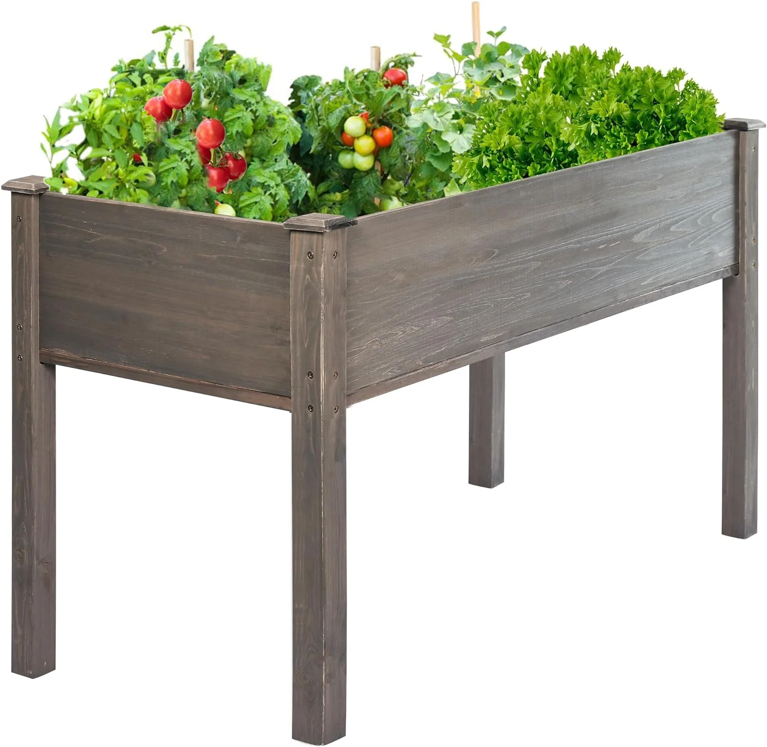 Grey 40.5x20.5x30 inches Raised Garden Bed Elevated Wooden Planter Box Stand with Legs for Herbs,Vegetables,Flowers,Great for Outdoor Patio, Deck,220lb Capacity