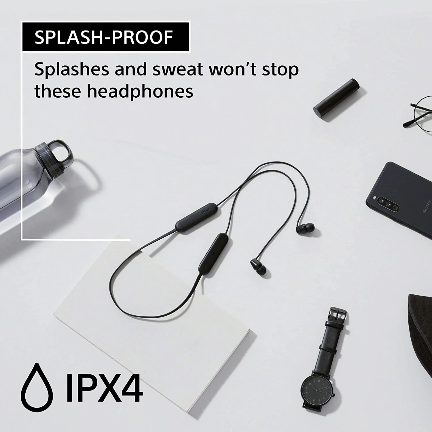 Sony WI-C100 Wireless In-Ear Headphones, White with Tech Smart USA Audio Entertainment Essentials Bundle