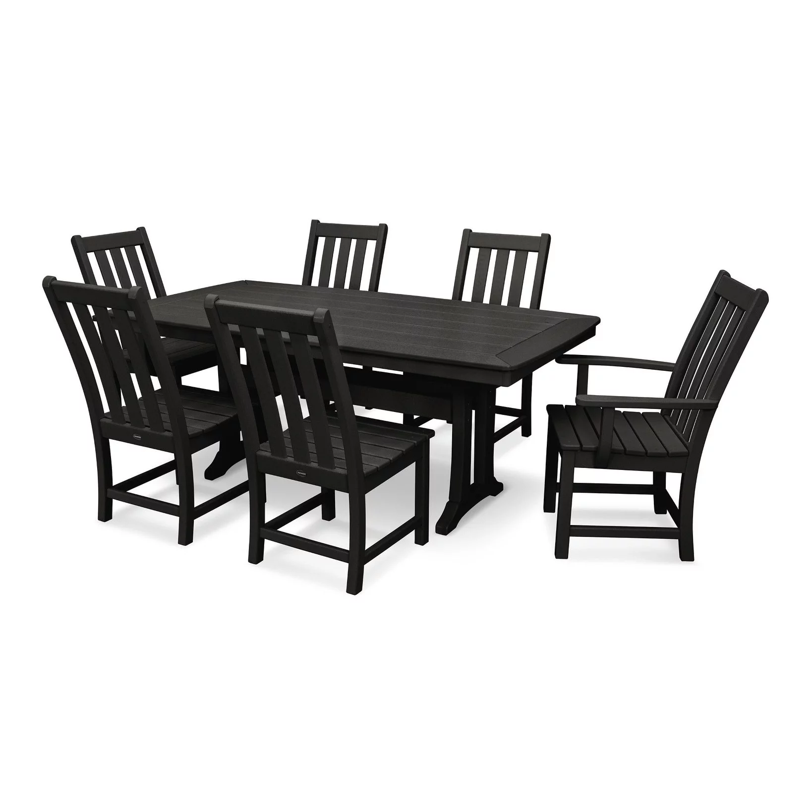POLYWOOD Vineyard 7-Piece Nautical Trestle Dining Set in White