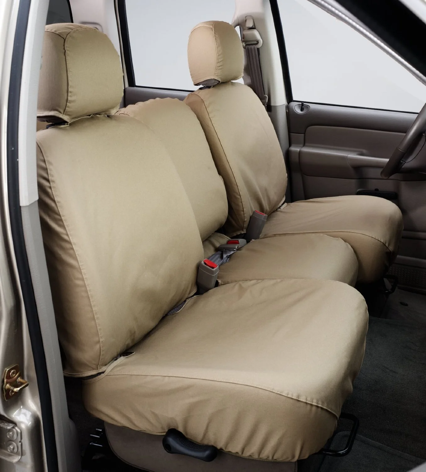 Covercraft Covss8312Pctn 99-04 F250/F350 Sad Supercrew with 2Nd Row Bench Seat with Fold Down Center Console Polycot ton Tan Fits select: 1999-2004 FORD F250 SUPER DUTY, 2004 FORD F350 SUPER DUTY