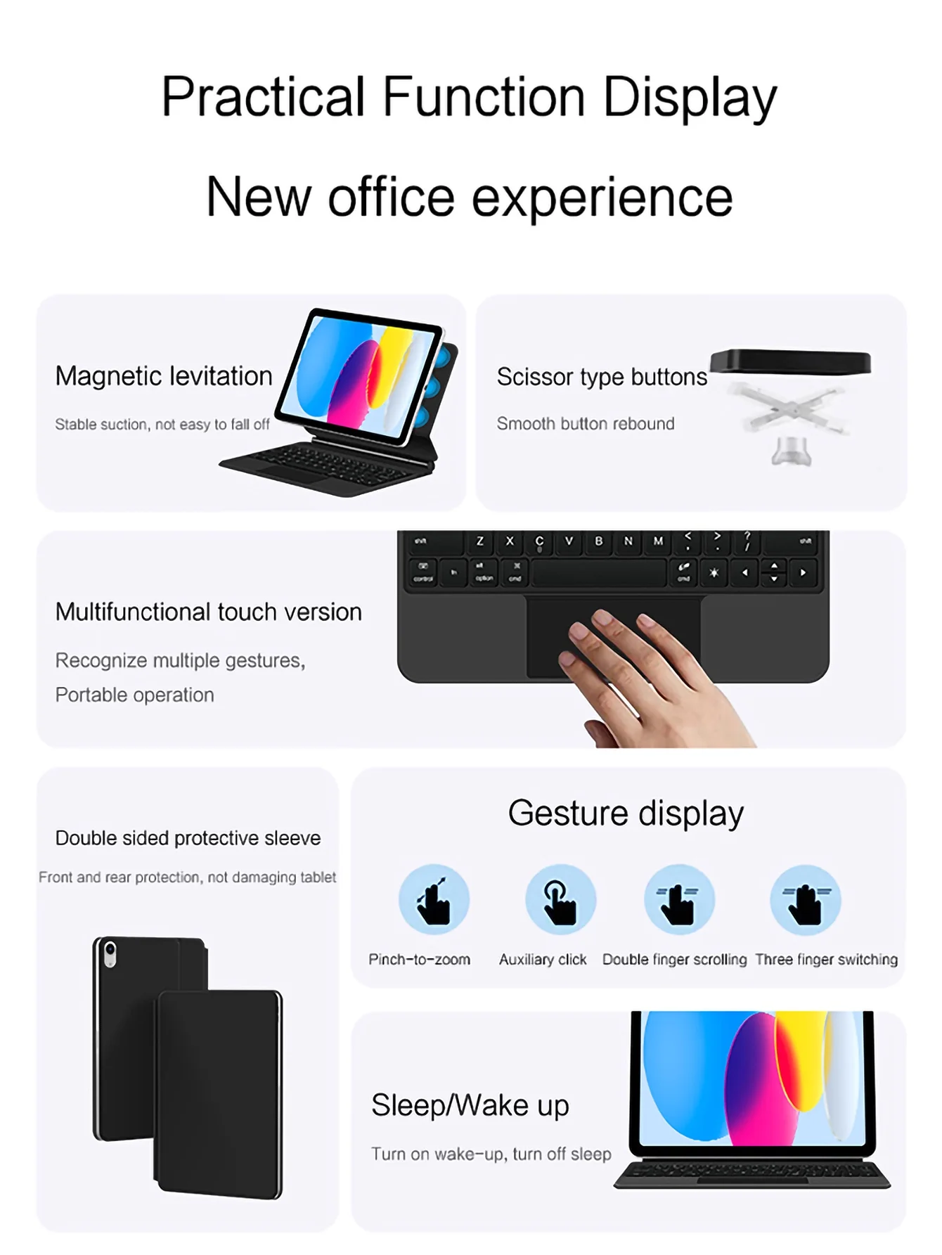 Backlight Magic Keyboard For iPad 10th Generation 10.9 inch 2022 2023 Smart Keyboards Case for ipad10 Cover Tablet Magnetic Trackpad Black