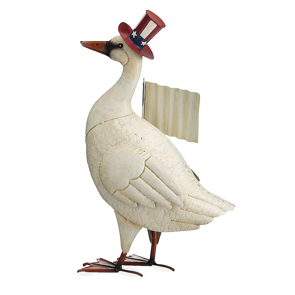 Plow & Hearth Metal Patriotic Goose Statue with American Flag and Top Hat