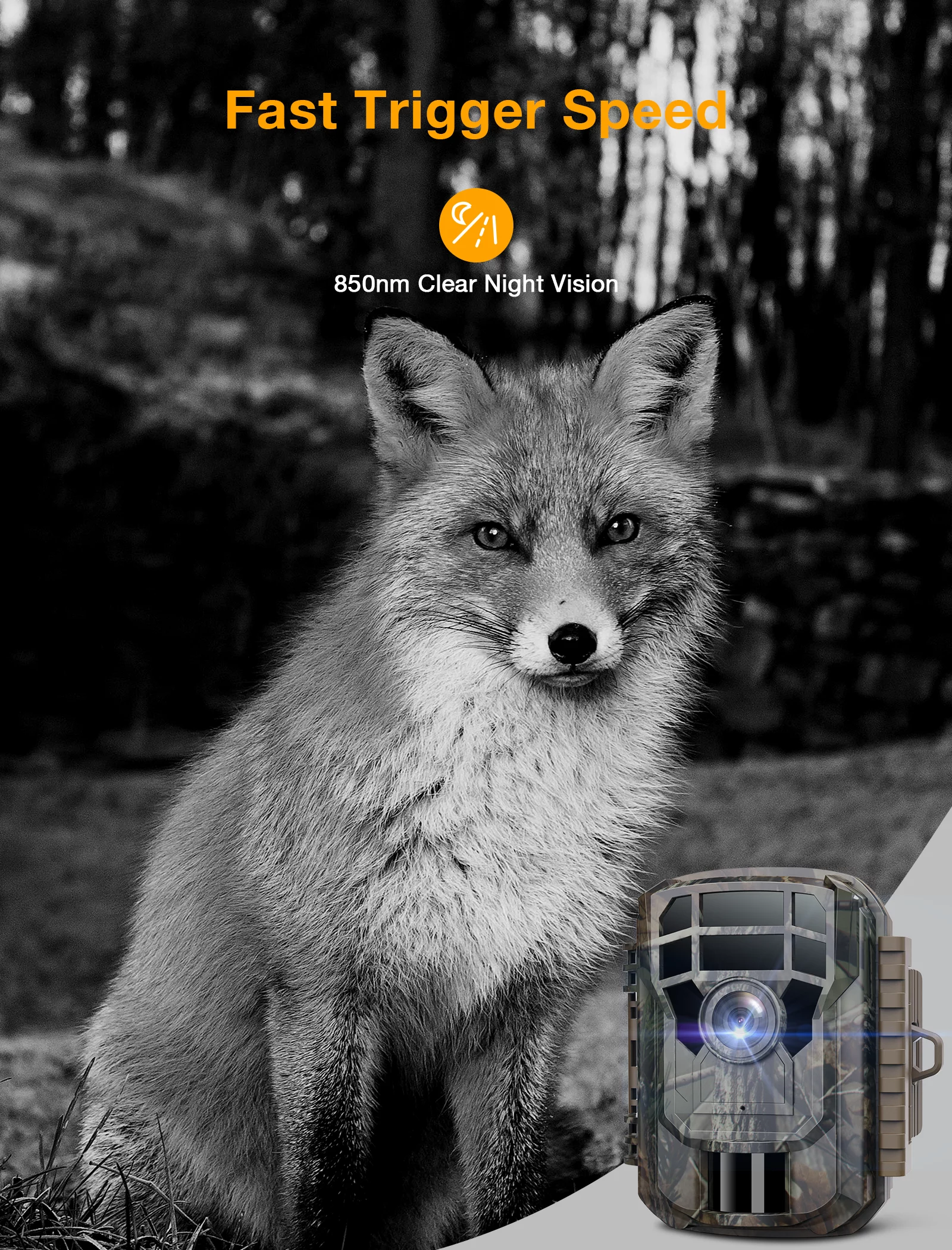 CAMPARK Trail Camera with SD Card and Batteries 24MP 1080P Game Hunting Camera with Night Vision Waterproof