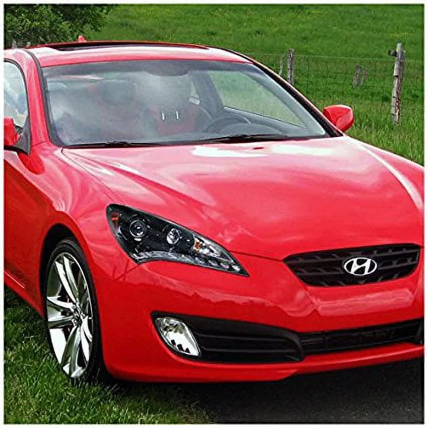 Spec-D Tuning 2LHP-GENS210G-V2-TM Hyundai Genesis Coupe Glossy Black Projector Smoke Headlights W/ R8 Led Drl